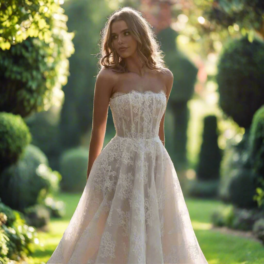 A-Line Strapless Wedding Dress