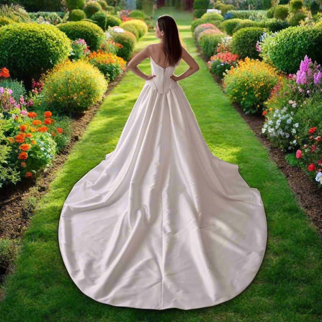 A Line Bridal Gown with Sweep Train