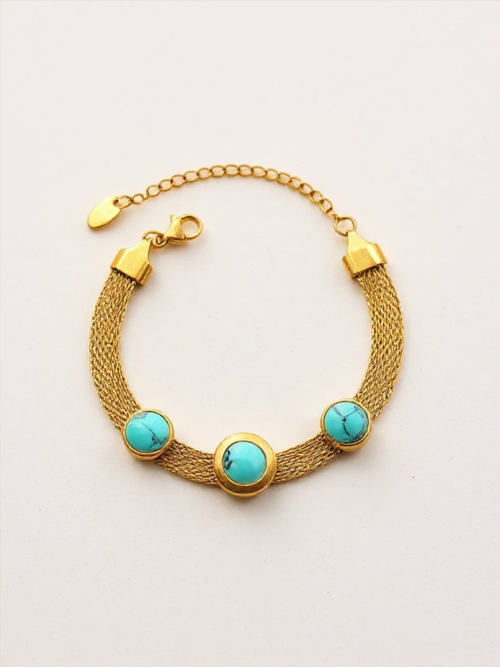 Gold Turquoise Titanium Steel Bracelet
