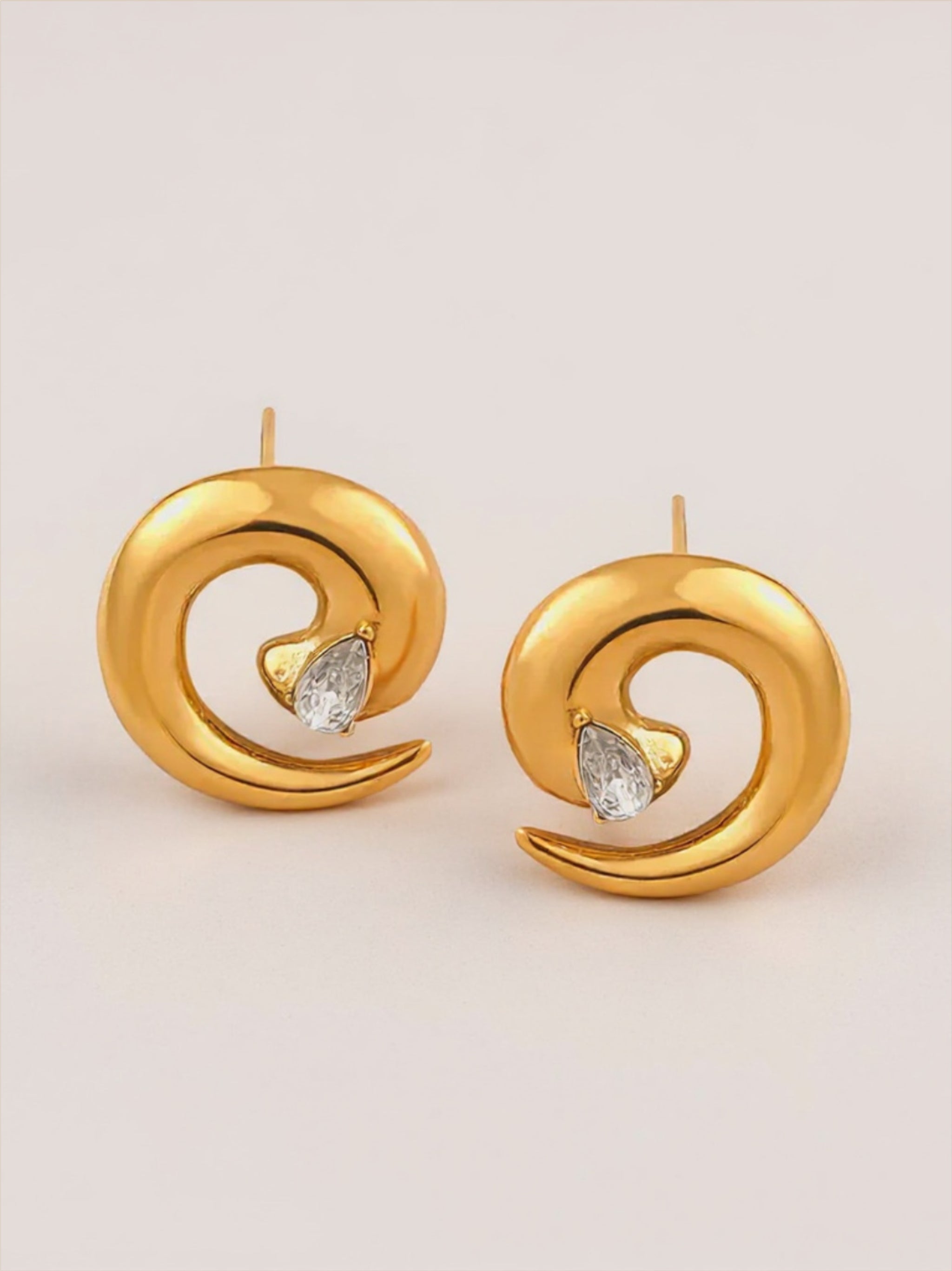 Titanium Steel CZ Spiral Shape Earrings