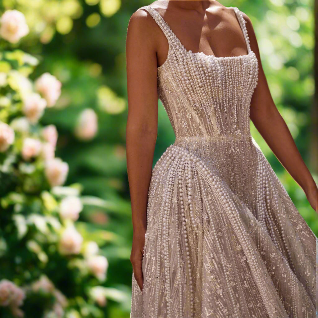 Pearl Beaded Lace Bridal Gown