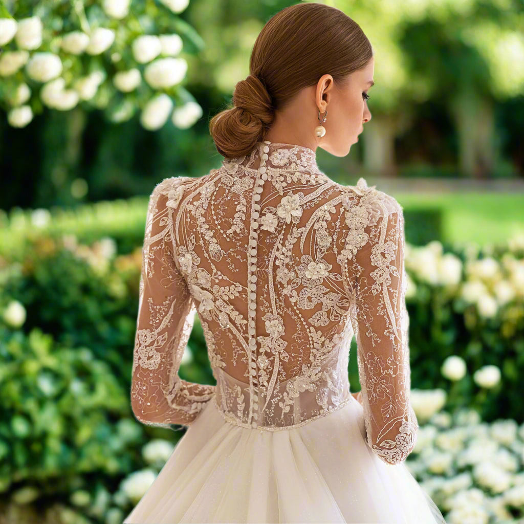Full Sleeves A Line Wedding Dress