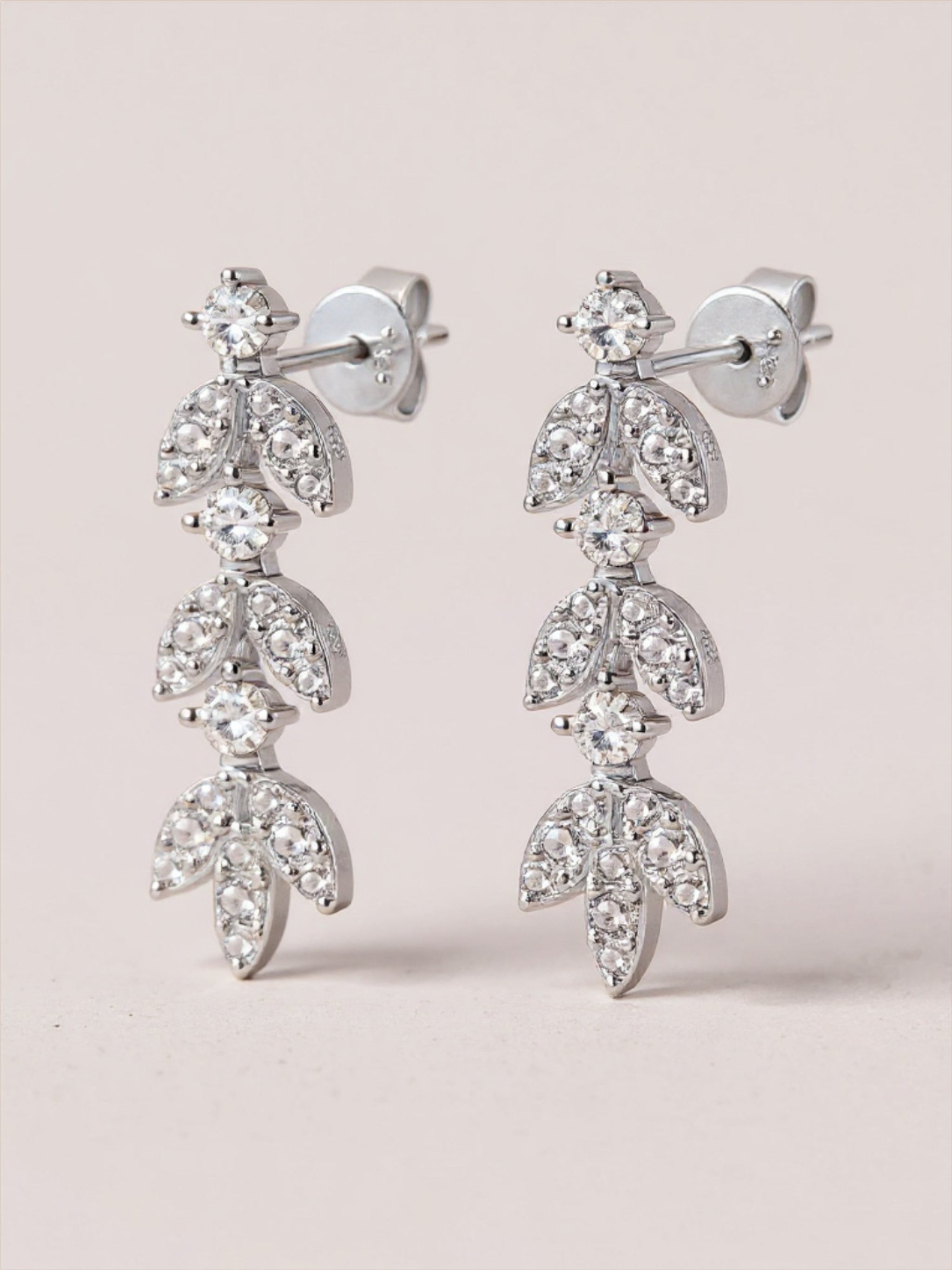 925 Sterling Silver Moissanite Leaf Earrings
