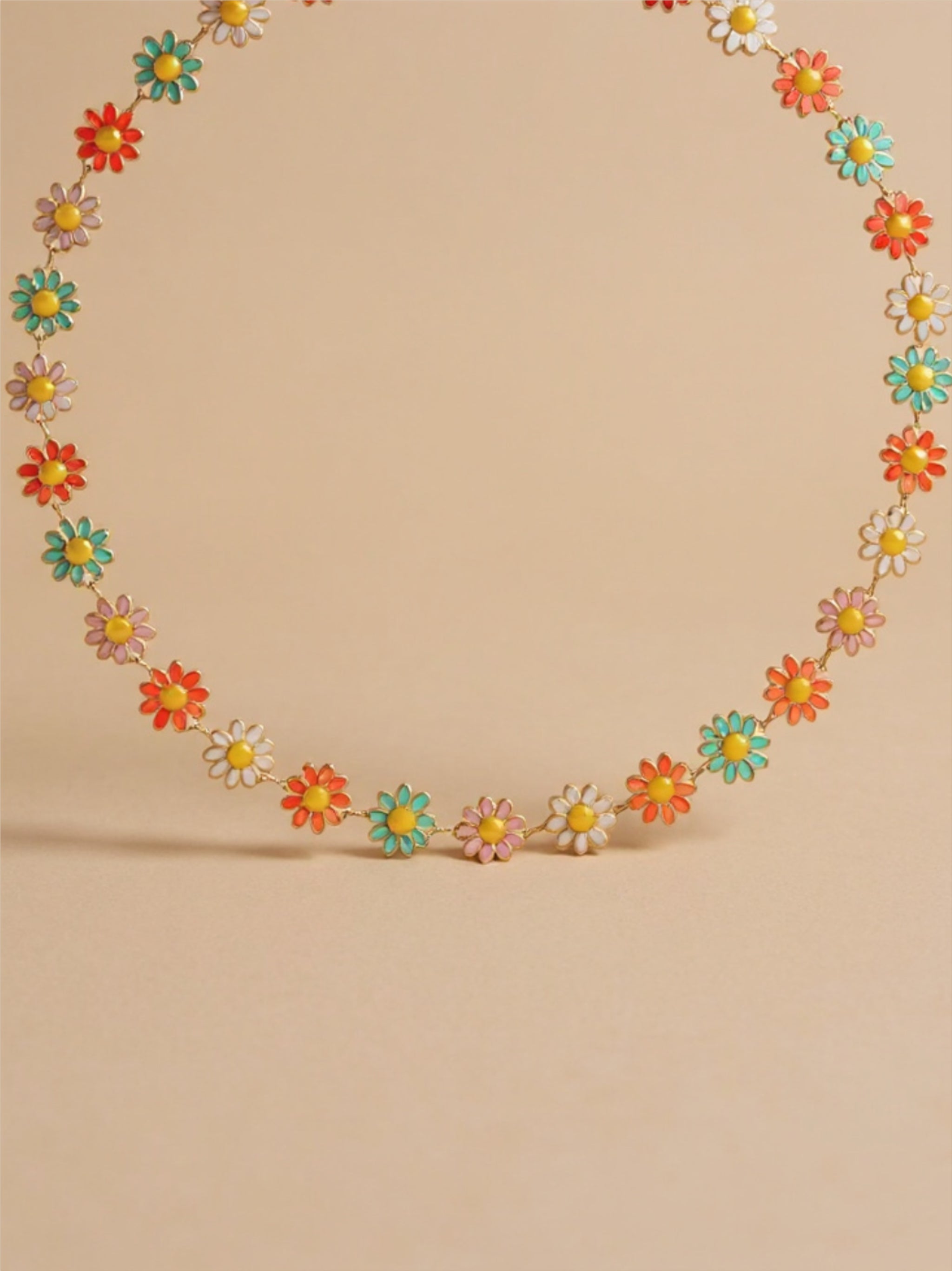 Gold Titanium Steel Oil Drip Flower Necklace