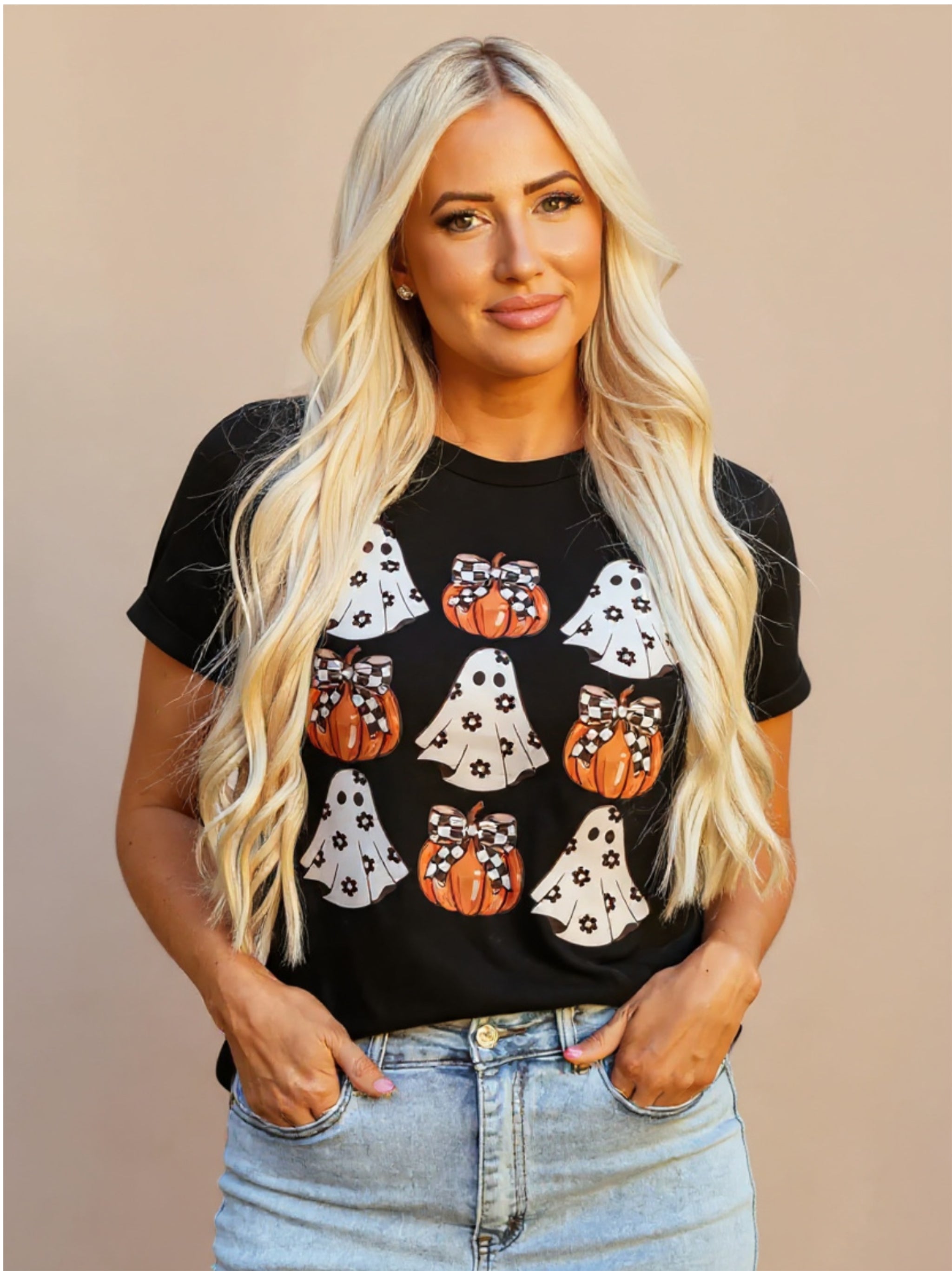 Halloween Graphic Round Neck Short Sleeve T-Shirt