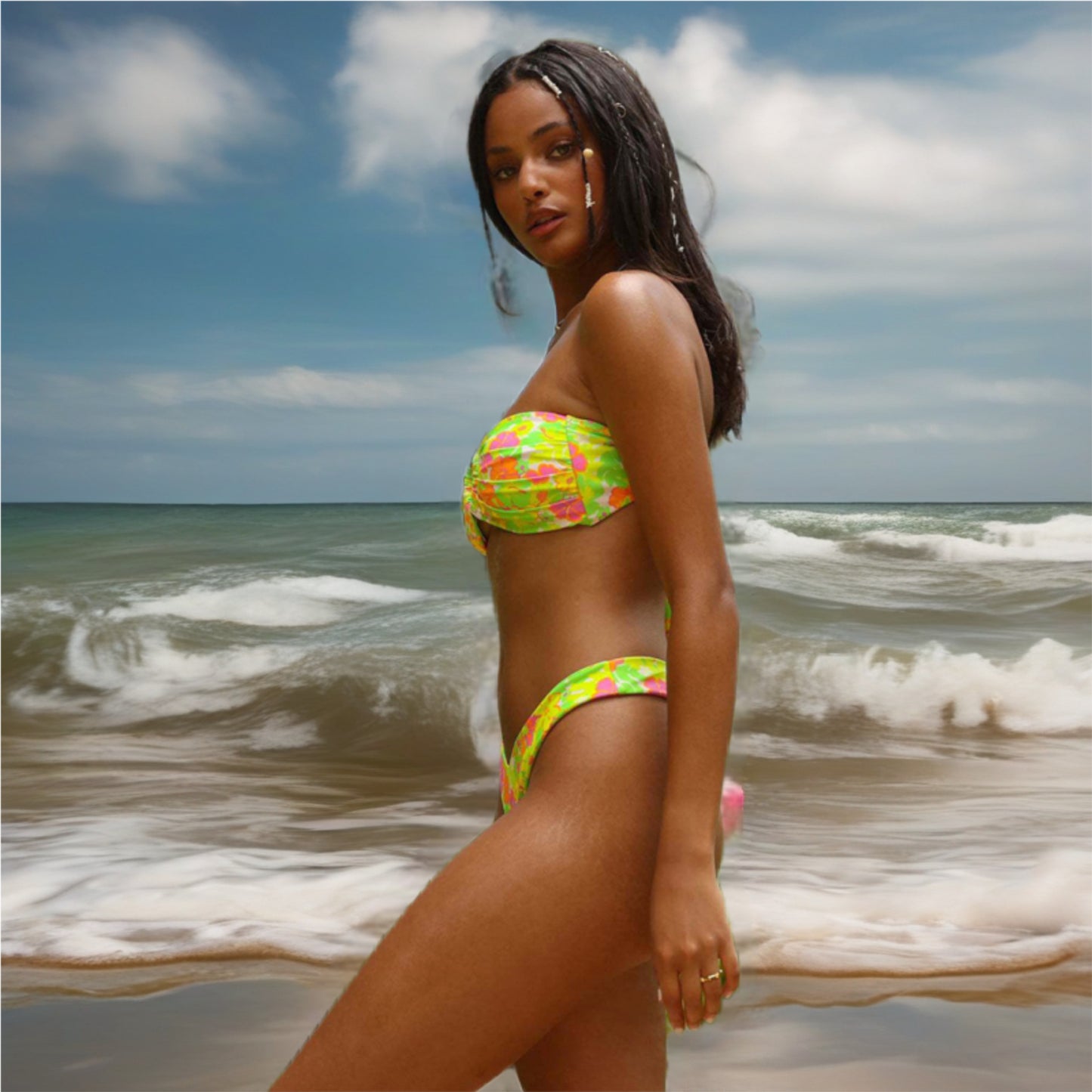 Floral Strapless Bikini