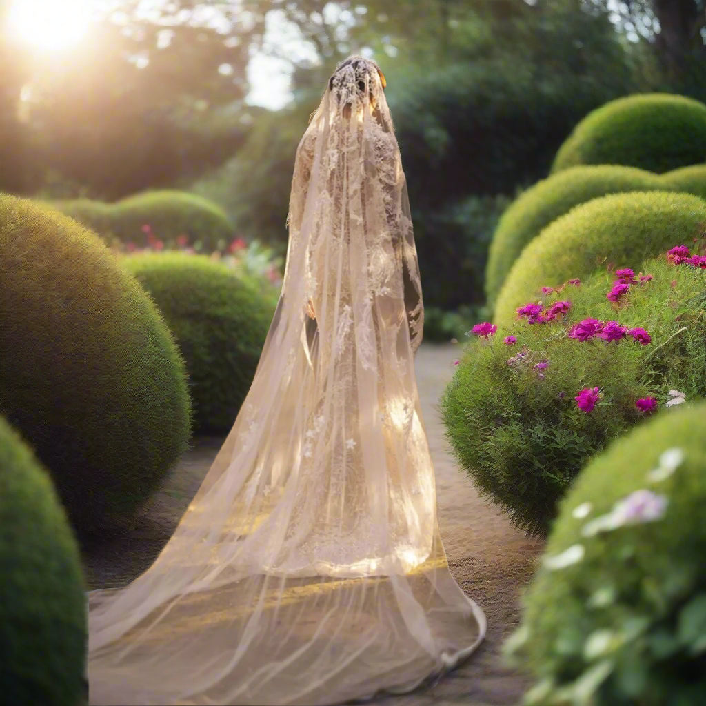 High Collar Long Sleeve Bridal Gown