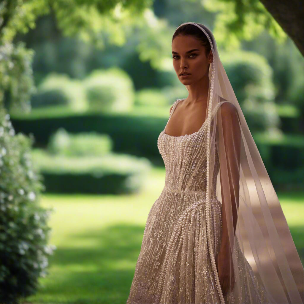 Pearl Beaded Lace Bridal Gown