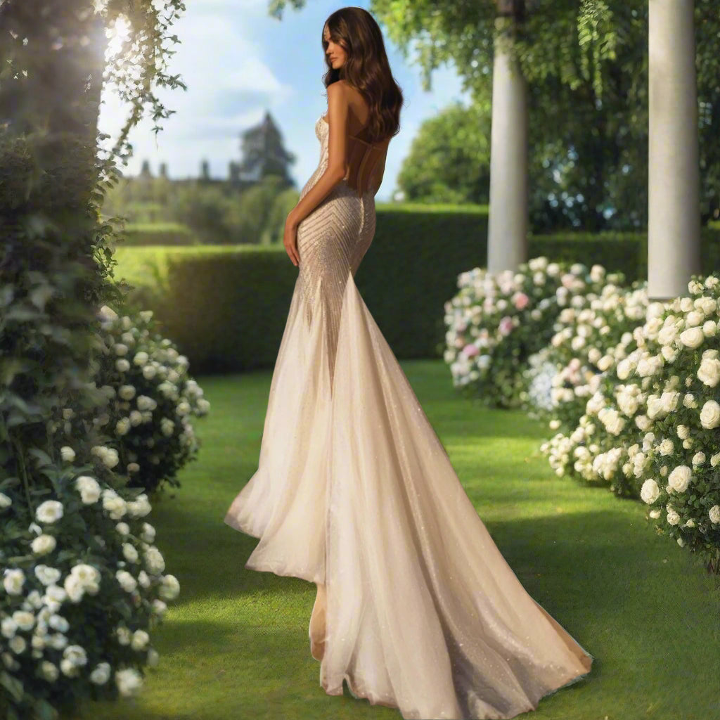 Sweetheart Neck Mermaid Beaded Wedding Dress
