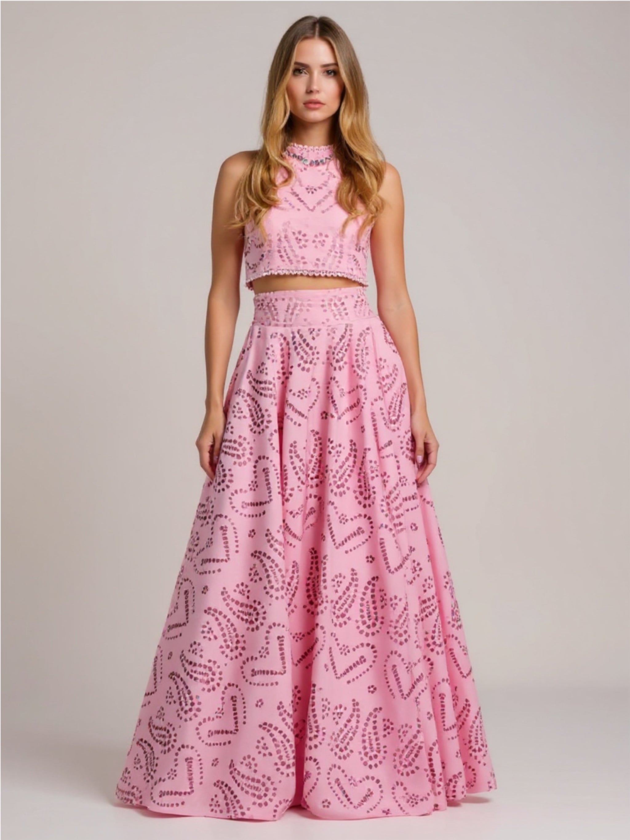 Eyelet Lace Top & Maxi Skirt Set