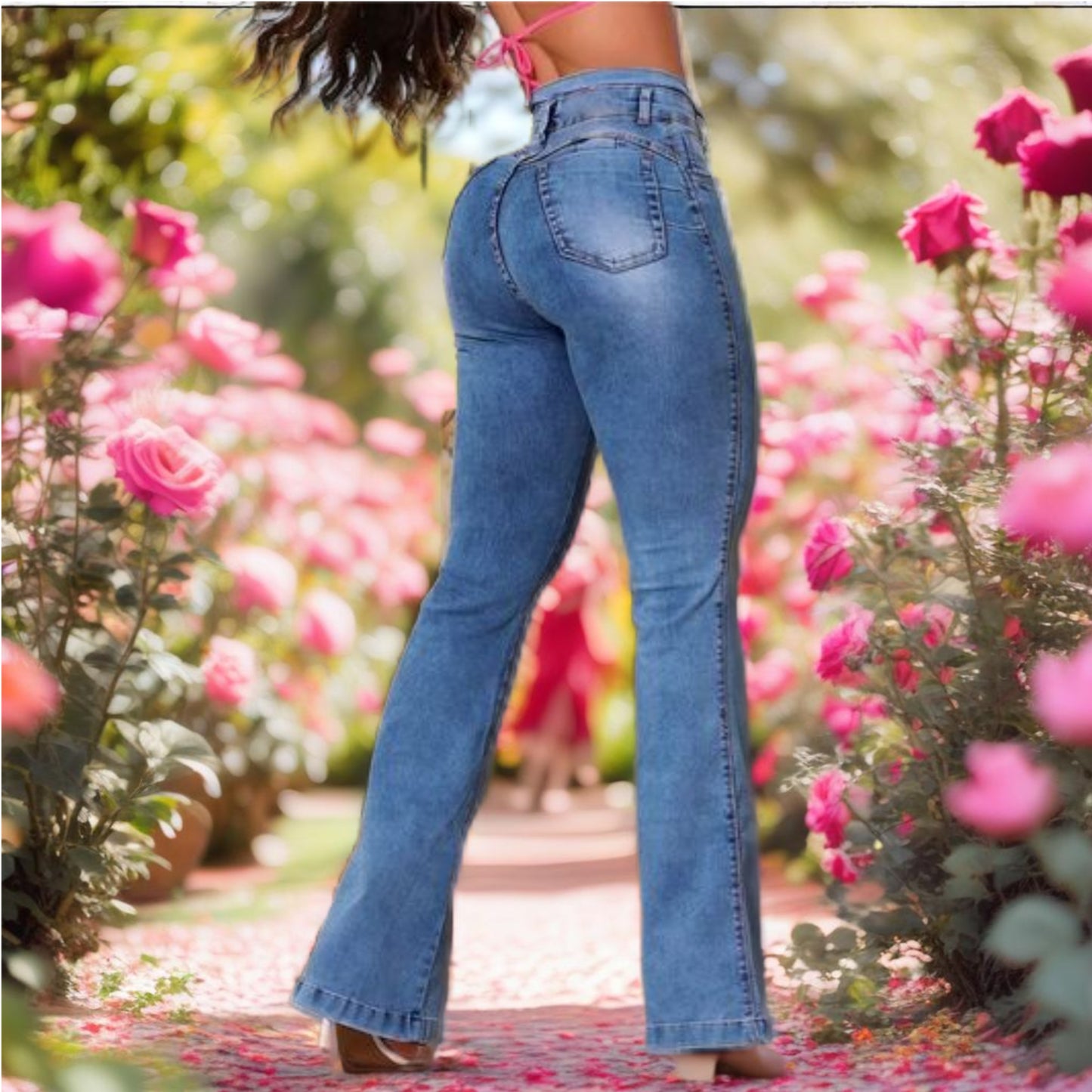 Washed High Rise Flared Jeans