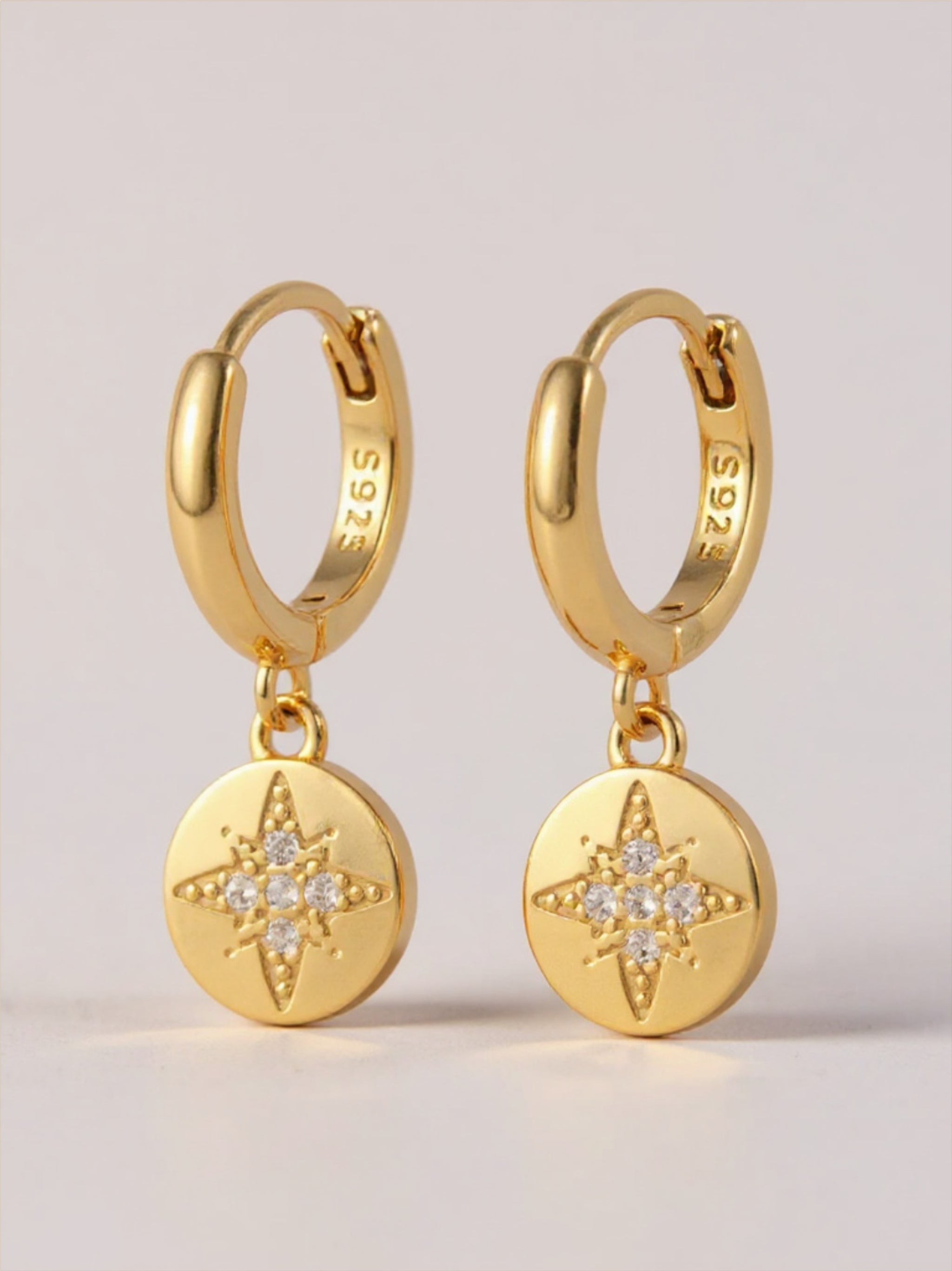 Gold Vermeil Inlaid CZ Earrings