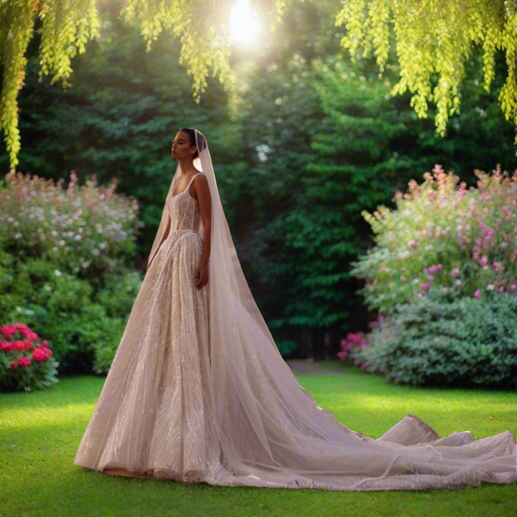 Pearl Beaded Lace Bridal Gown