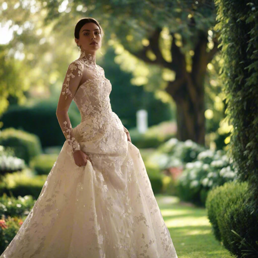 A-line Long Wedding Dress With Detachable Jacket