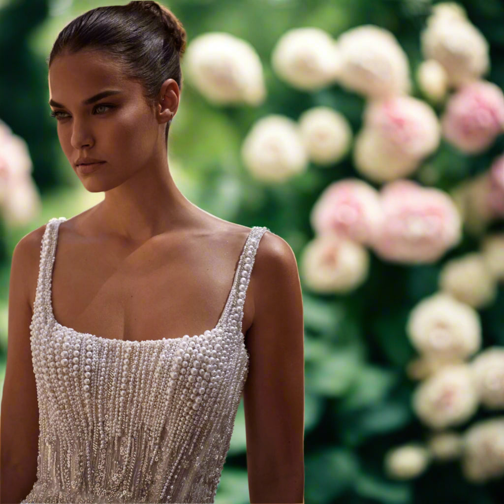 Pearl Beaded Lace Bridal Gown