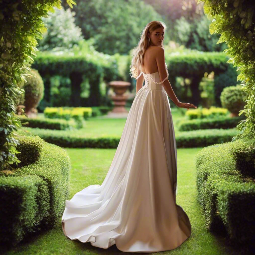 A Line Sweetheart Sequined Bridal Gown