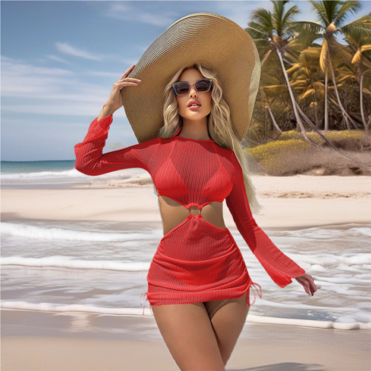 Three Piece Bikini & Cover Up Dress Set