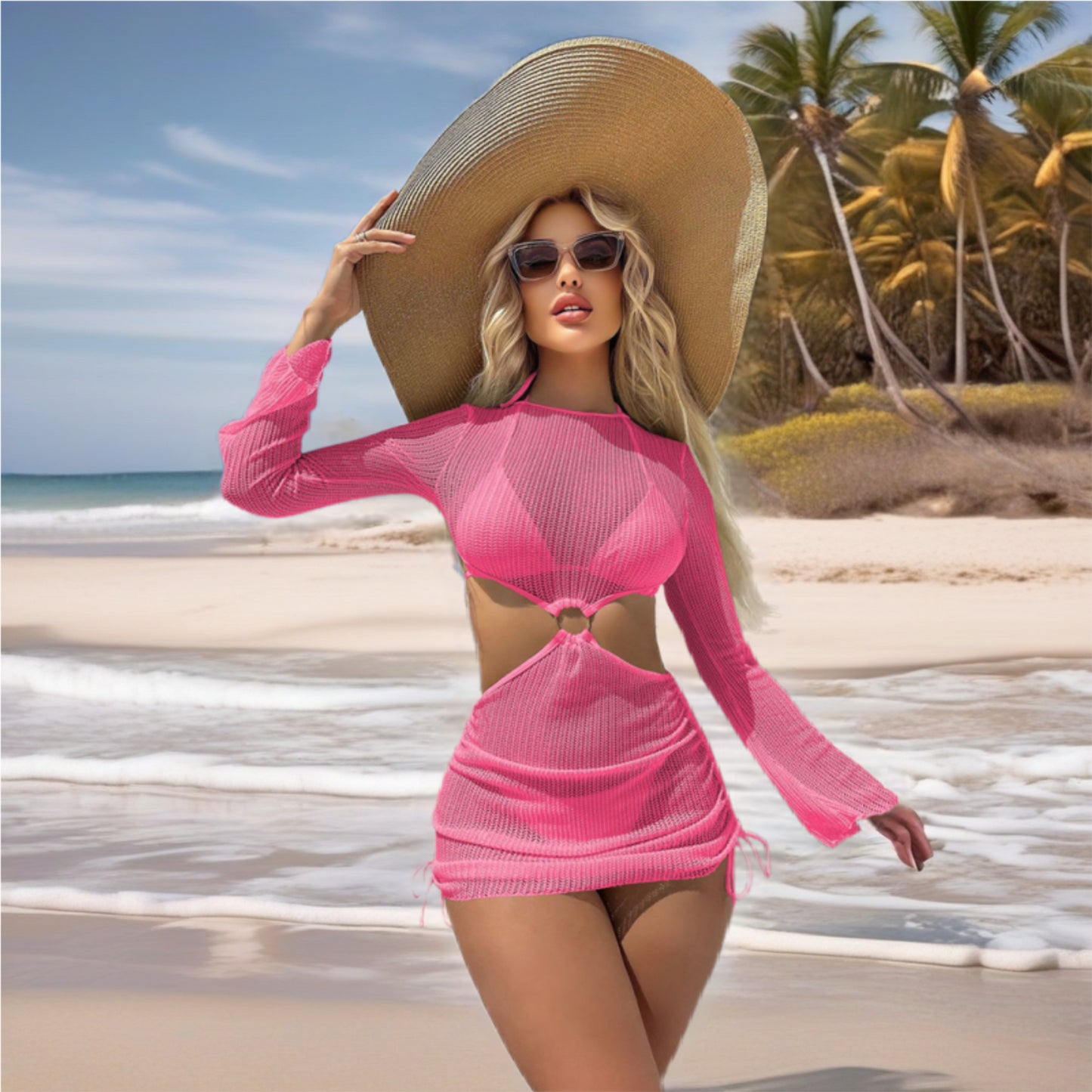 Three Piece Bikini & Cover Up Dress Set