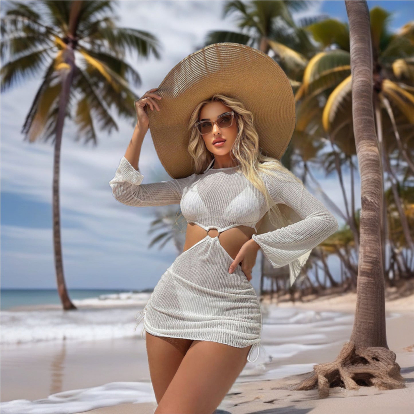 Three Piece Bikini & Cover Up Dress Set