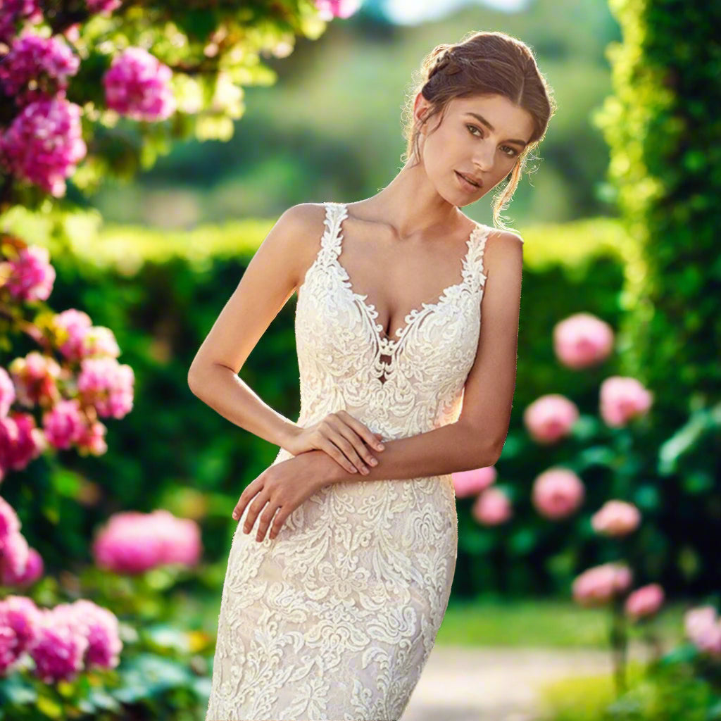 V-Neck Lace Mermaid Wedding Dress