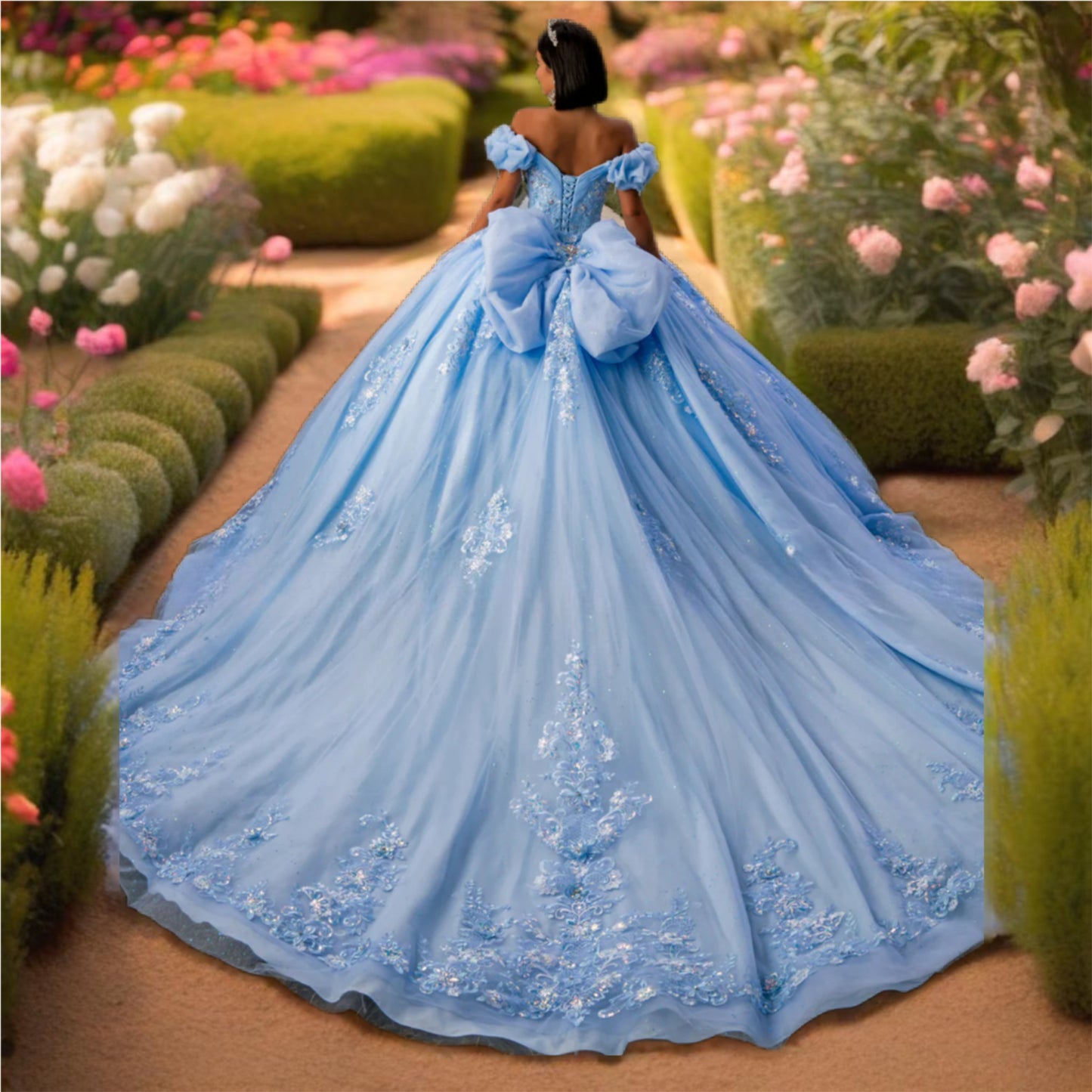 Light Blue Off The Shoulder Quinceanera Dress