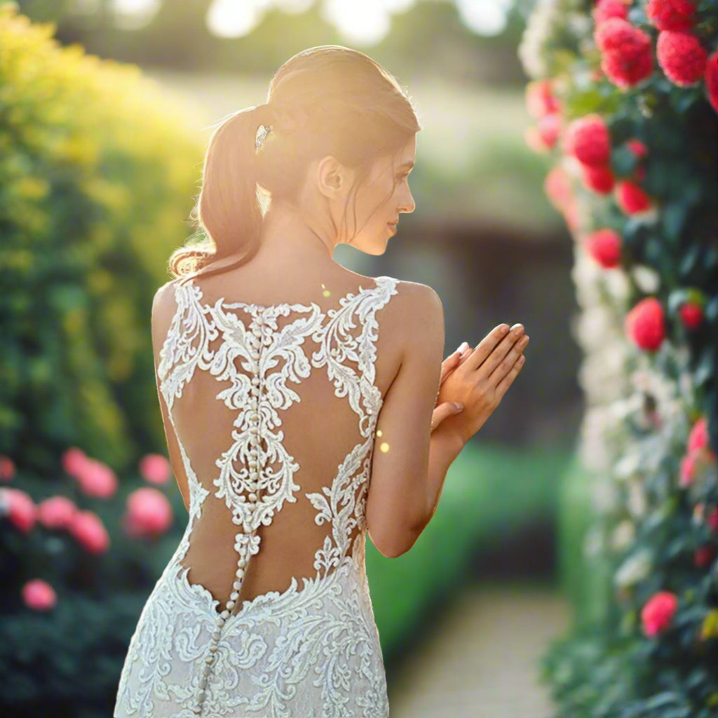 V-Neck Lace Mermaid Wedding Dress