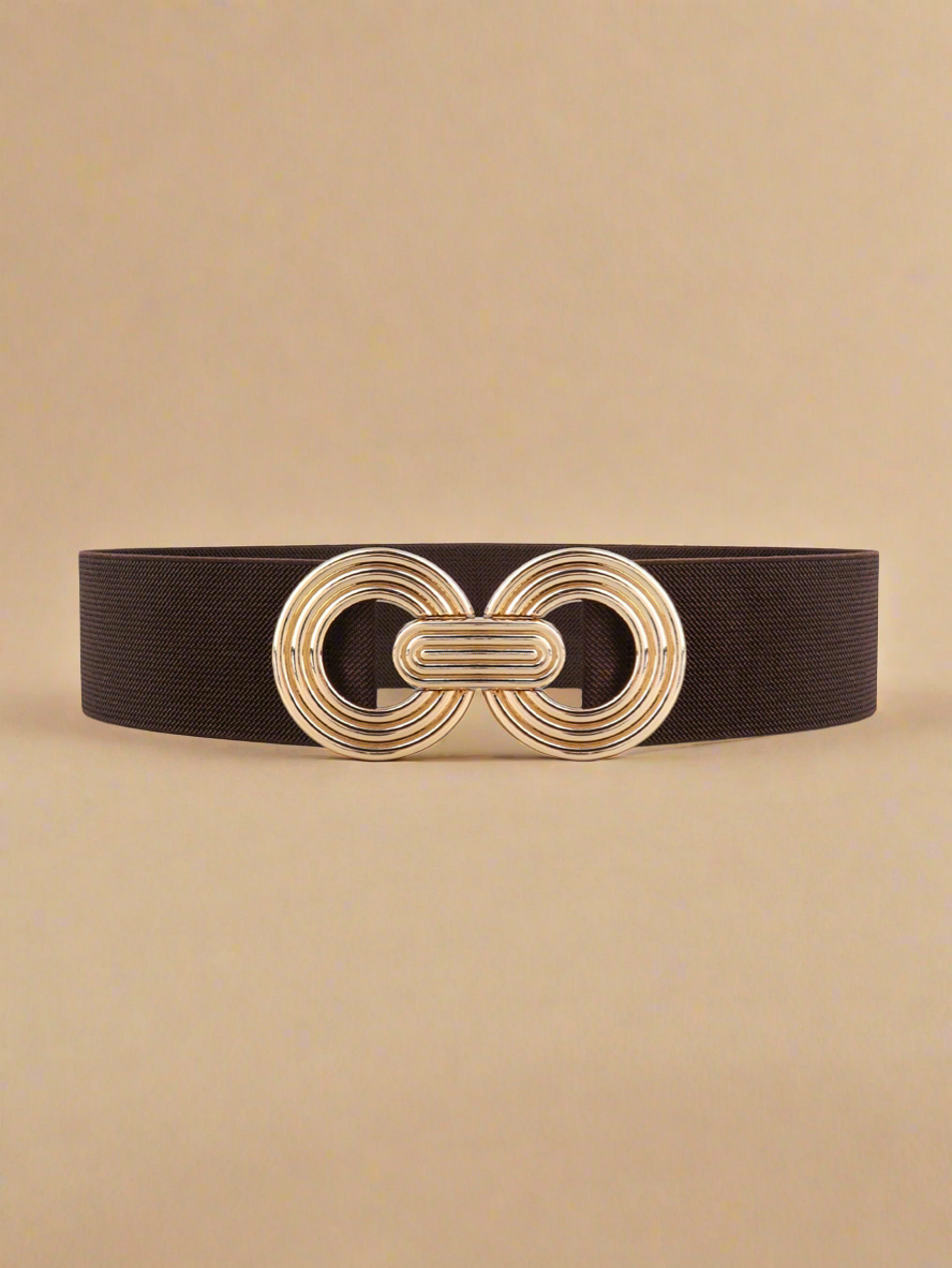 Geometric Buckle Elastic Wide Belt
