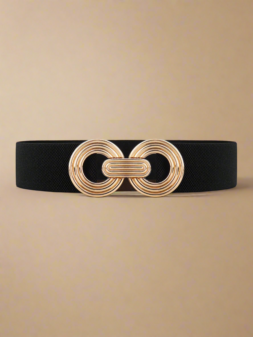 Geometric Buckle Elastic Wide Belt