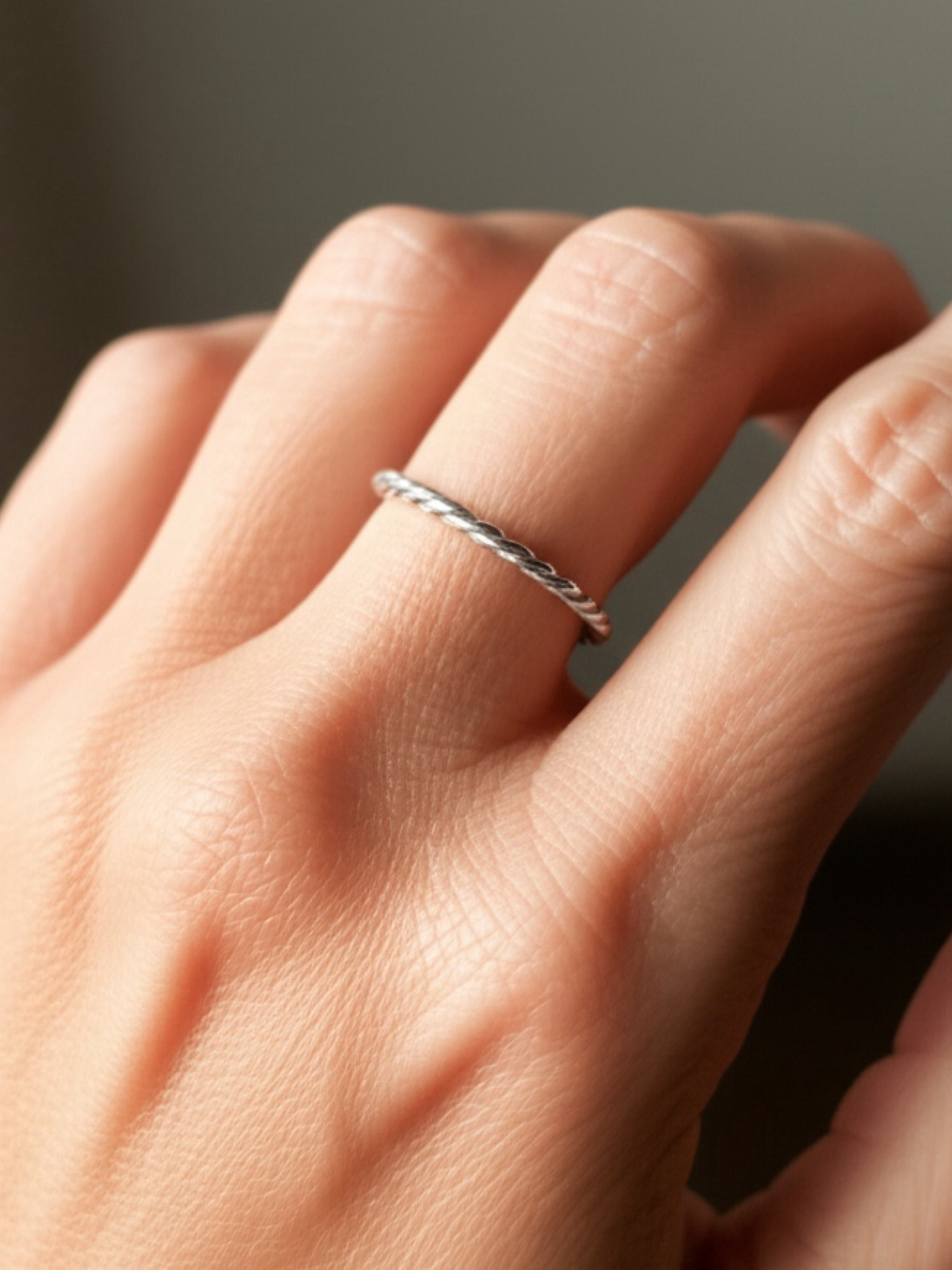 S925 Sterling Silver Twist Simple Stackable Ring