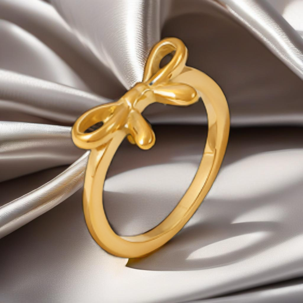 Gold Stainless Steel Bow Ring