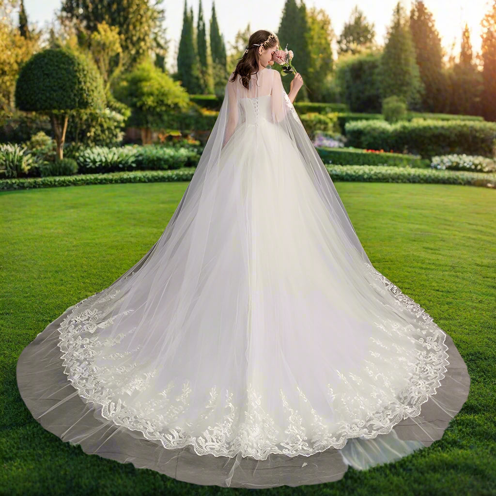 Wedding Dress With Long Cape