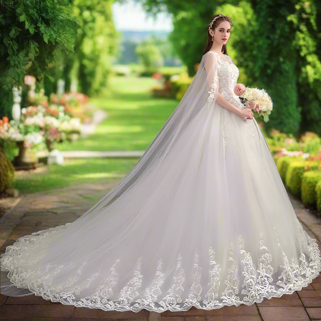 Wedding Dress With Long Cape