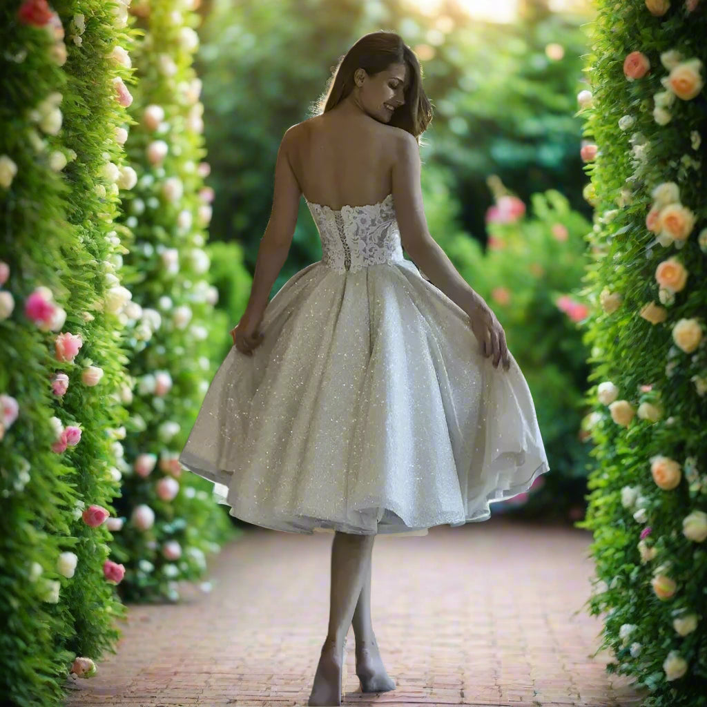Short Glitter Wedding Dress