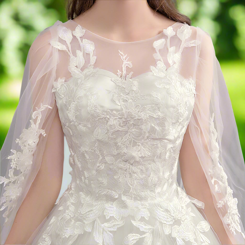 Wedding Dress With Long Cape