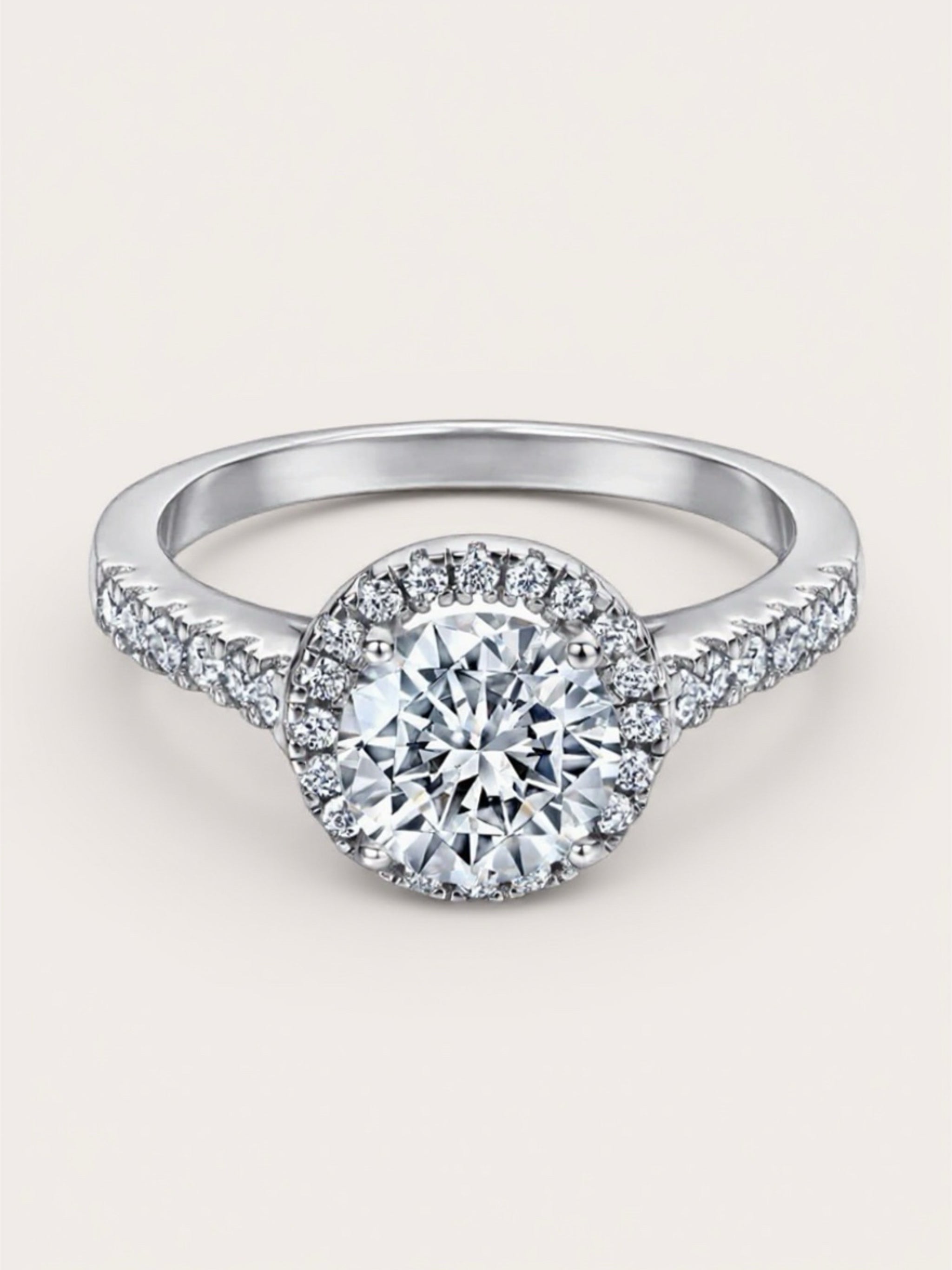 S925 Sterling Silver CZ Engagement & Wedding Band Set