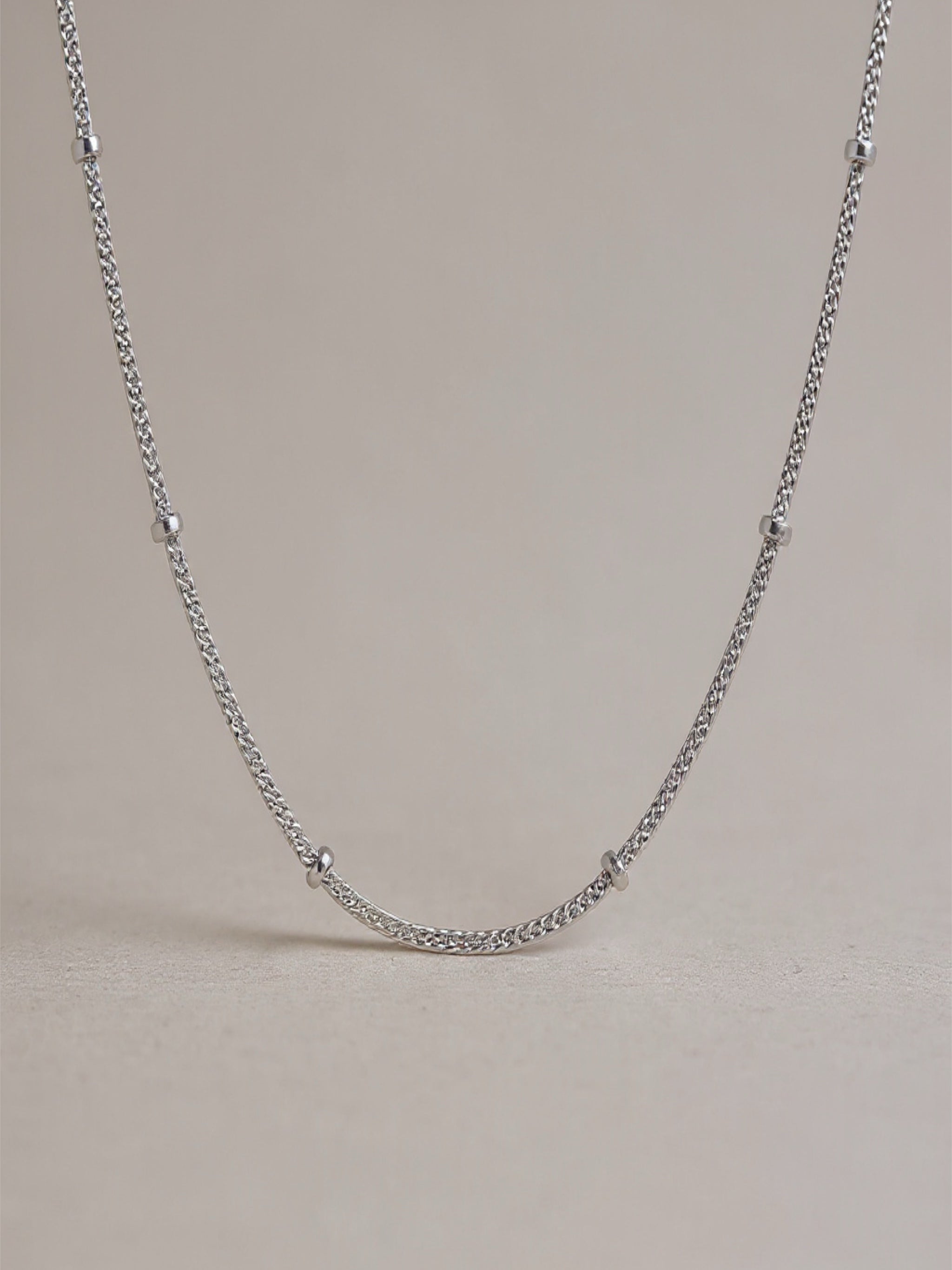 .925 Sterling Silver Simple Satellite Chain Necklace