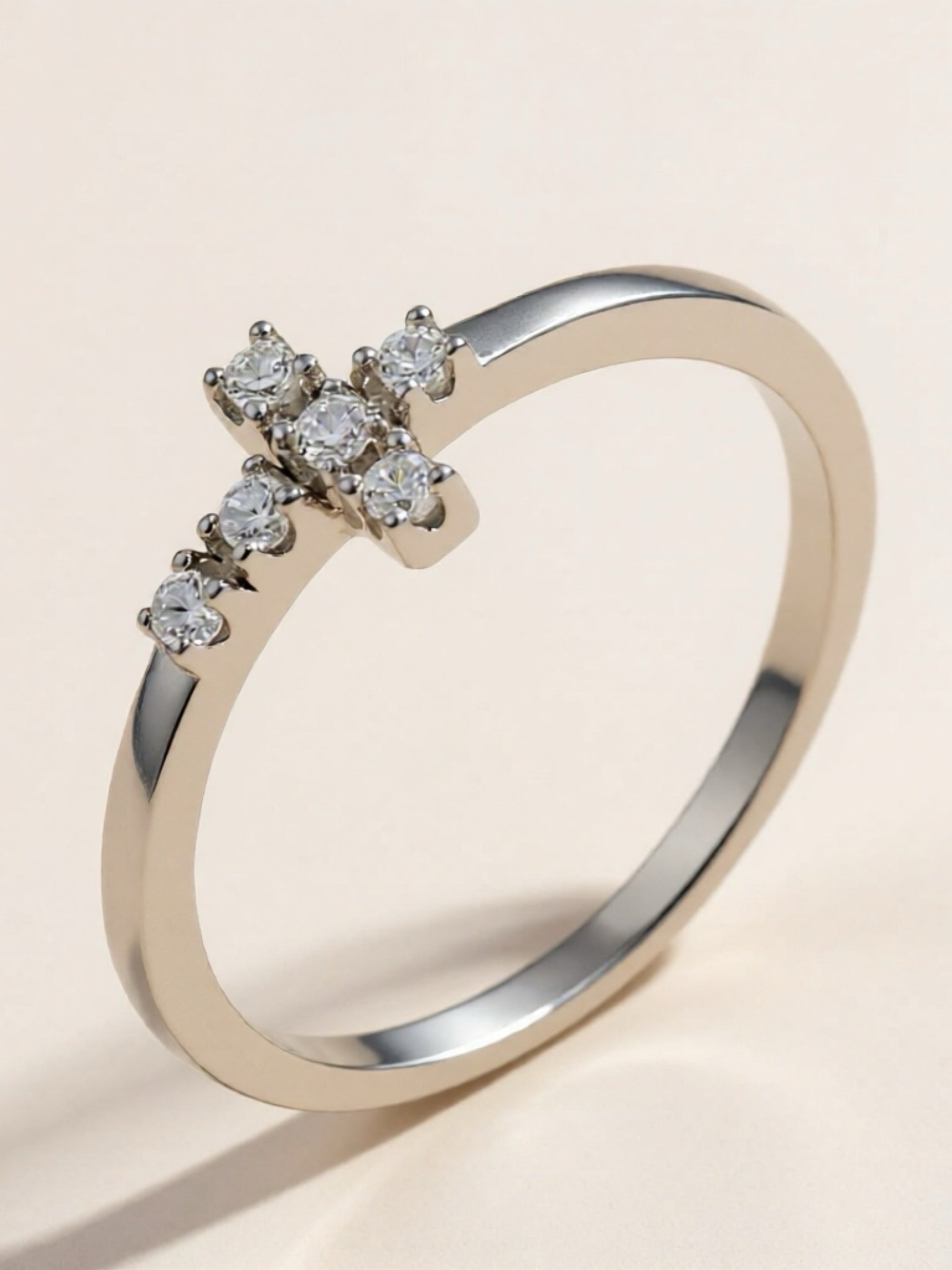 925 Sterling Silver CZ Cross Ring