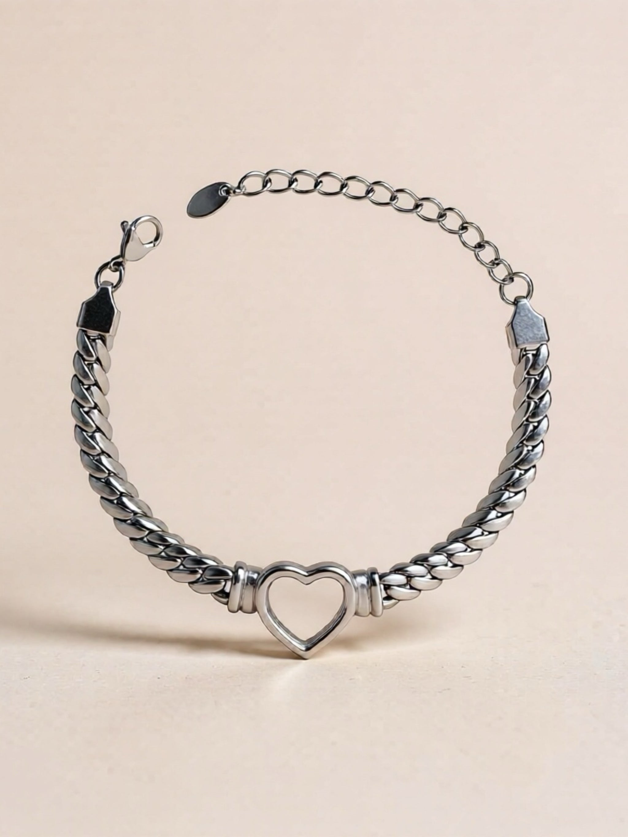 Titanium Steel Cutout Heart Bracelet