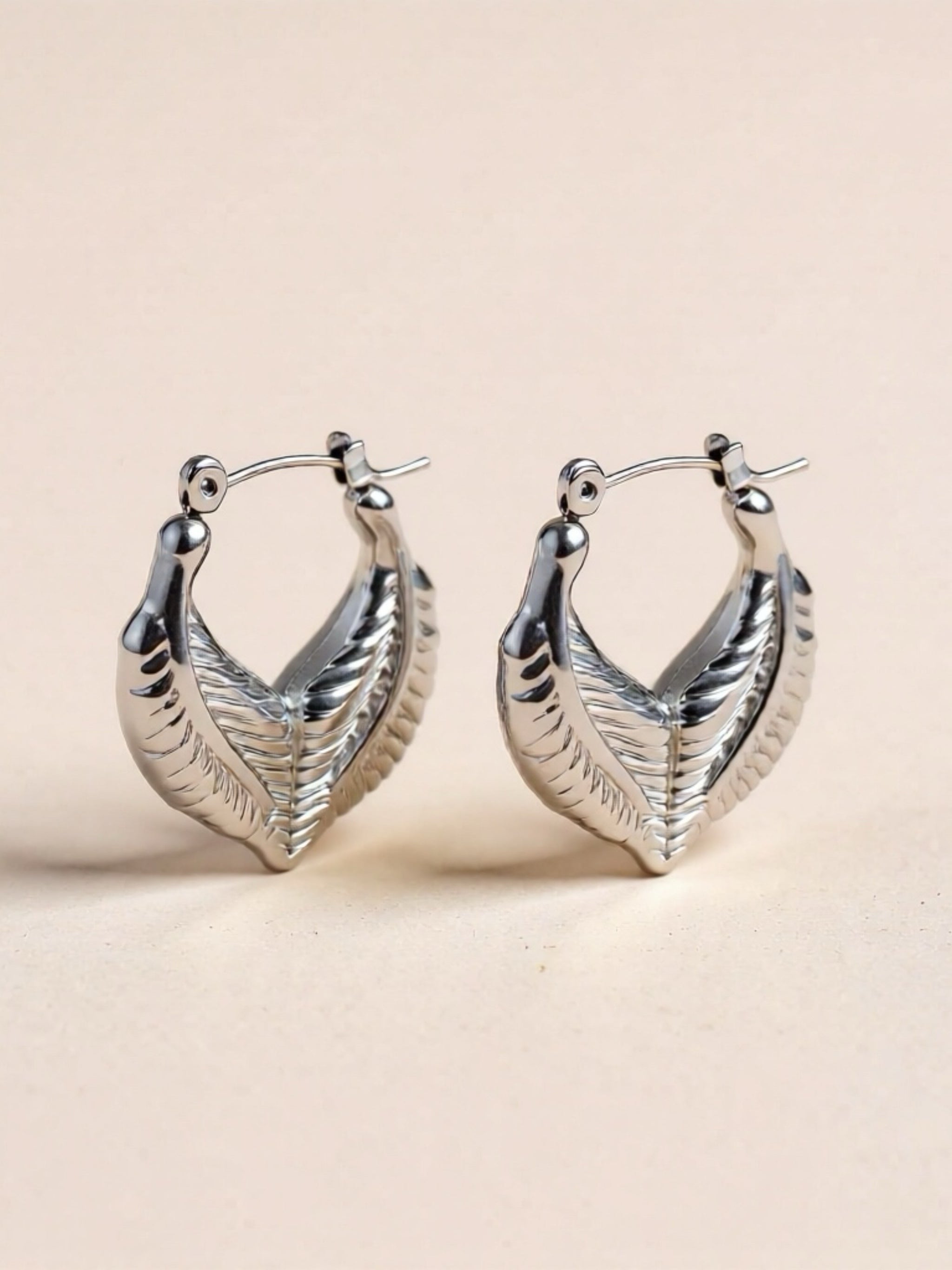 Titanium Steel Leaf Shape Earrings