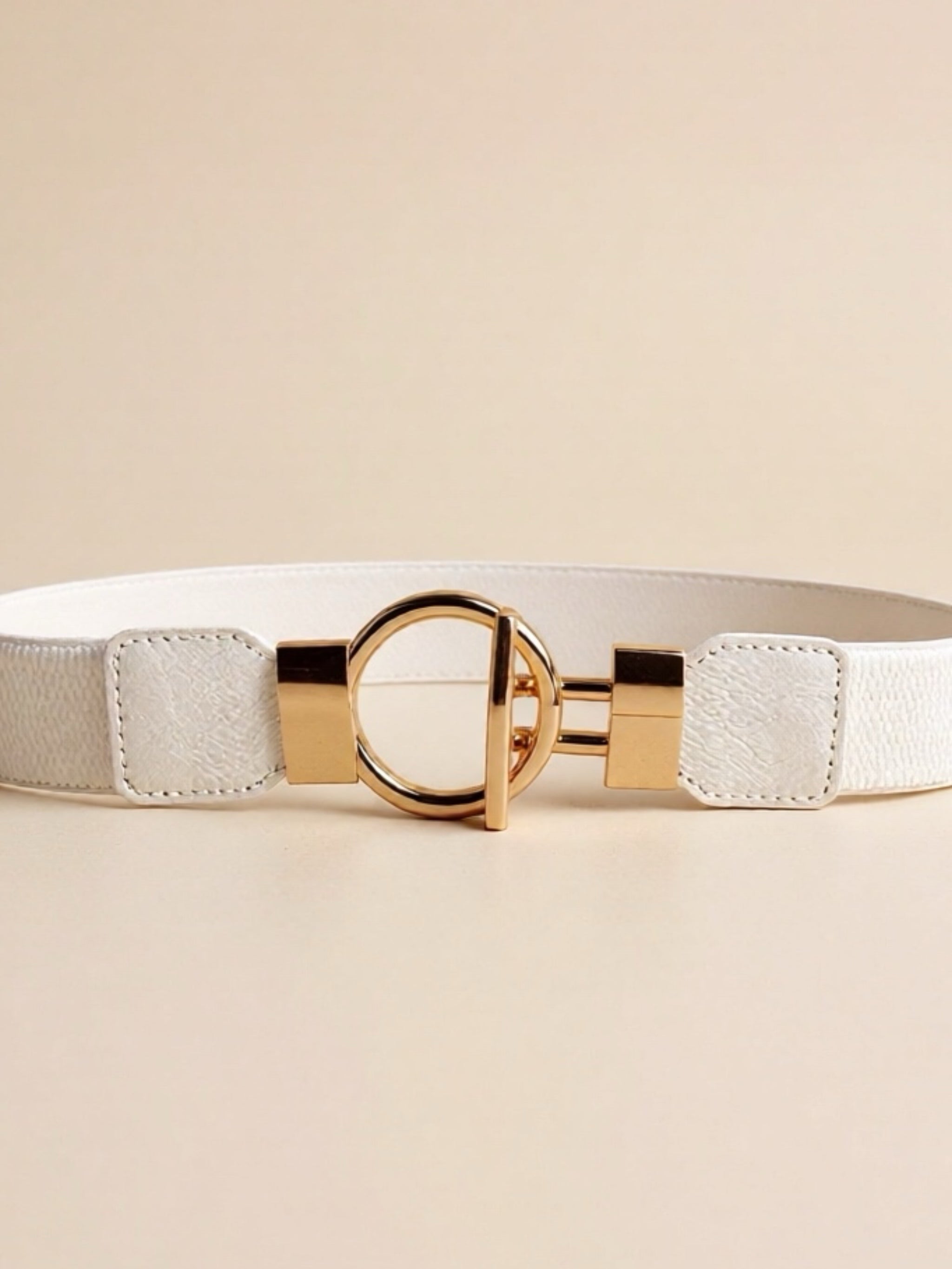 Circle Shape Buckle Zinc Alloy Buckle Vegan Leather Belt