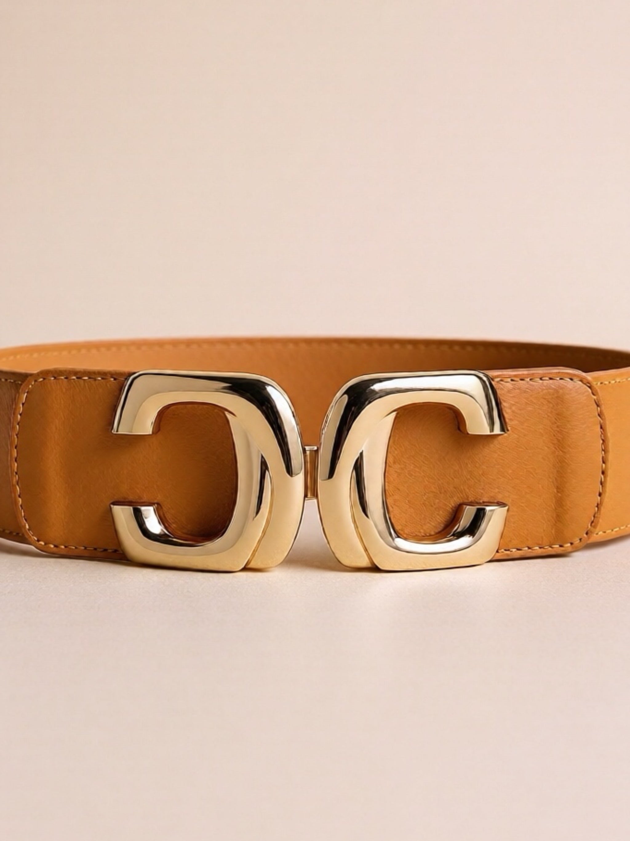 Gold Buckle Elastic Wide Belt