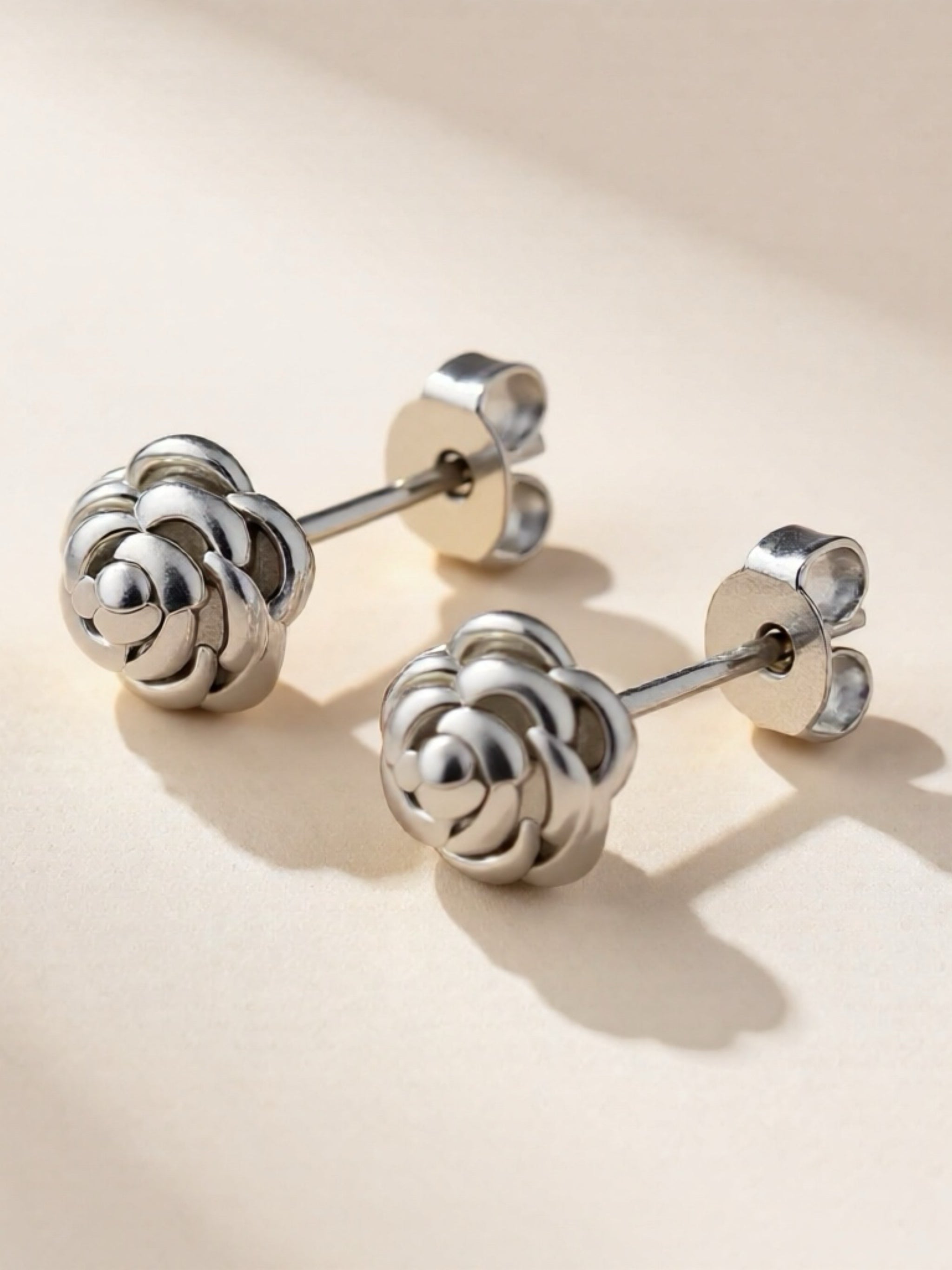 Titanium Steel Rose Stud Earrings