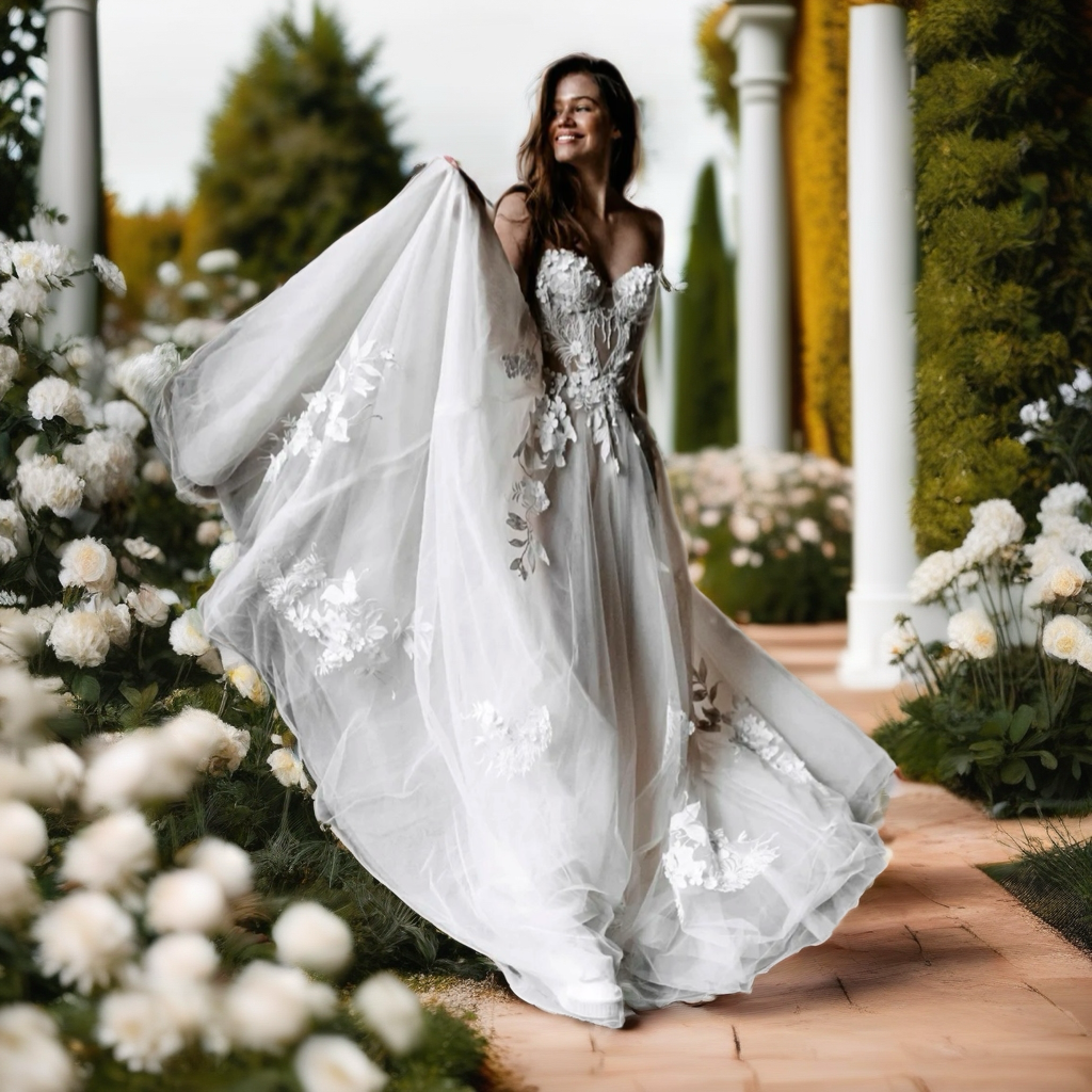 Classic Sweetheart Strapless Lace Bridal Gown