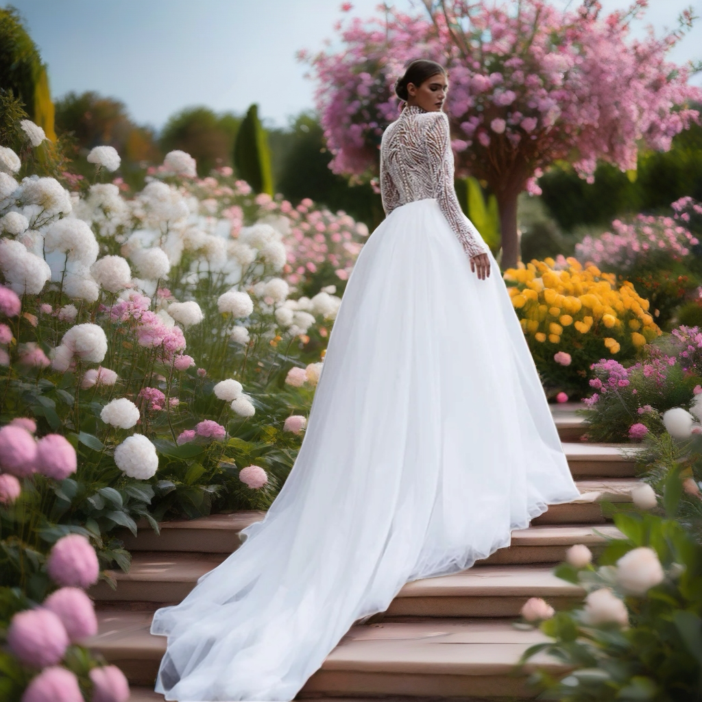 Beaded Long Sleeve Wedding Dress