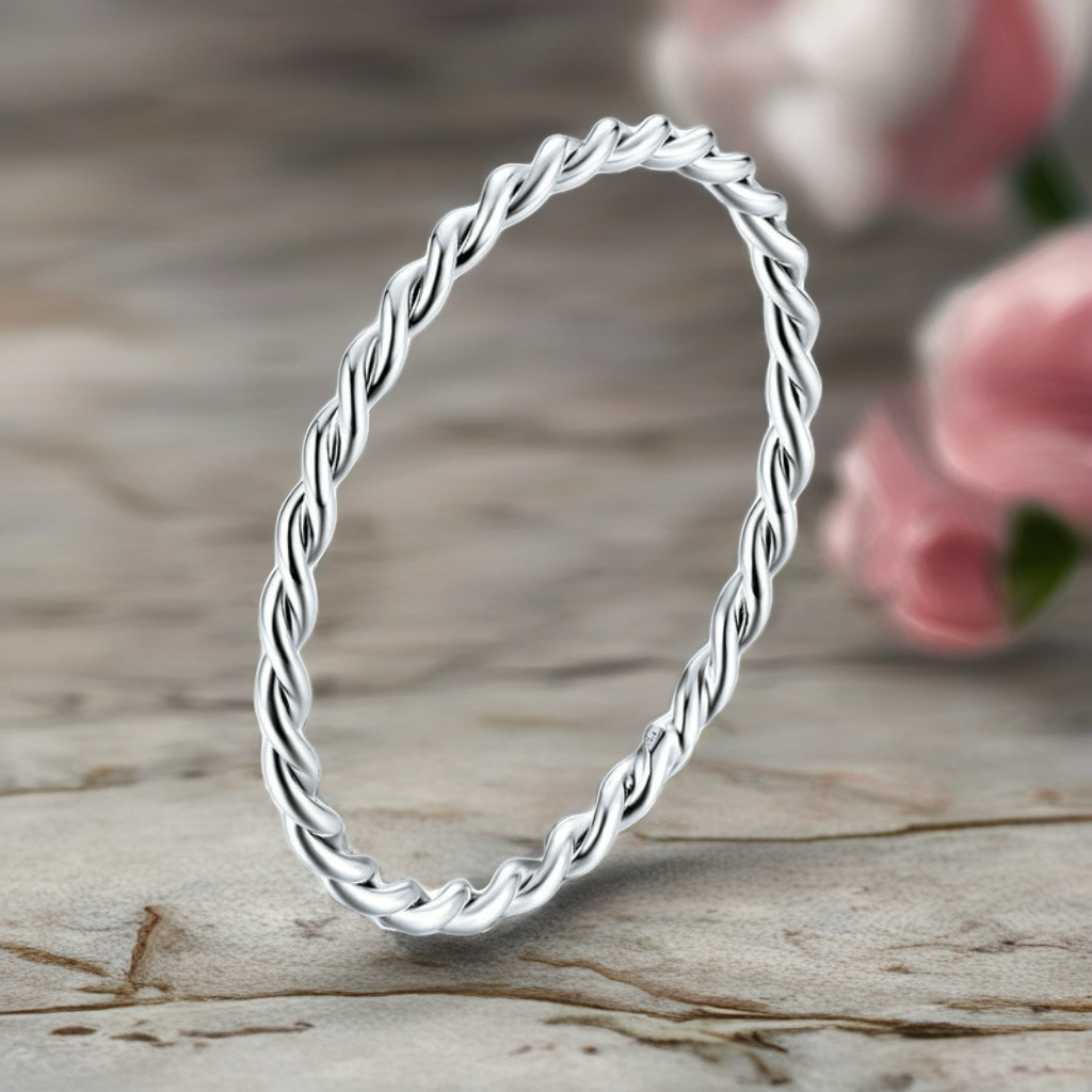 S925 Sterling Silver Twist Simple Stackable Ring