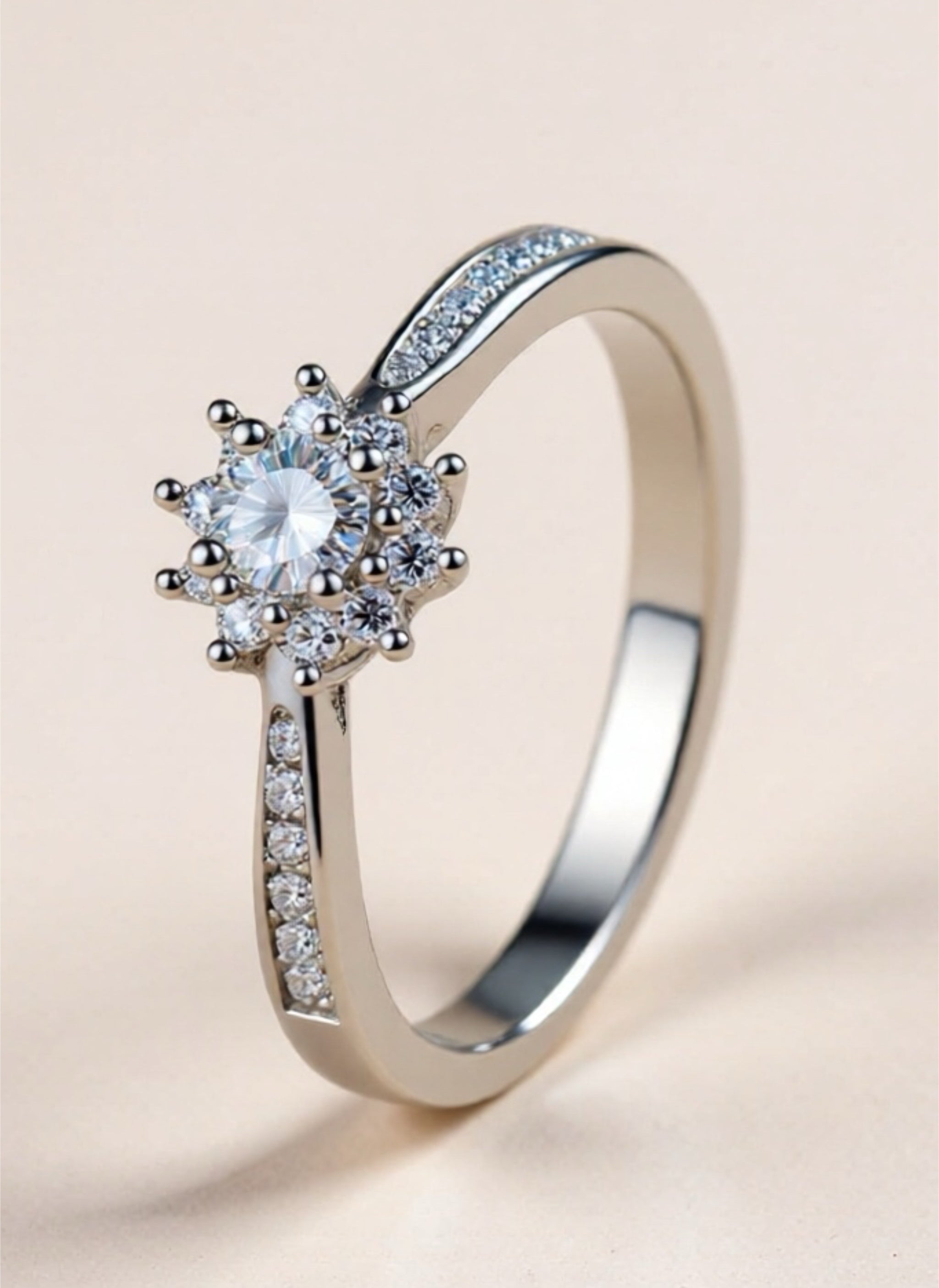 Moissanite 925 Sterling Silver Snowflake Ring