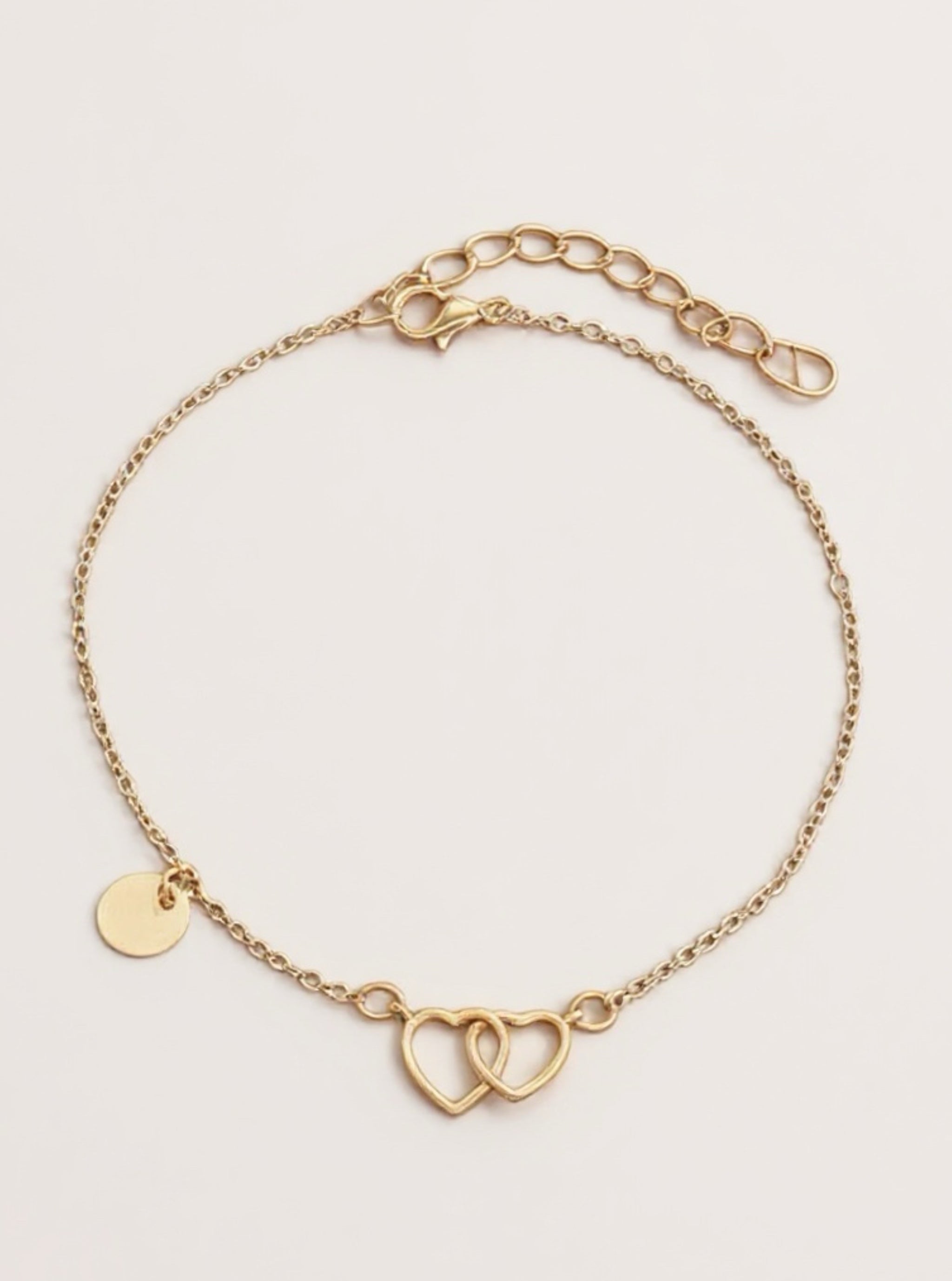 Double Heart Gold Toned Anklet