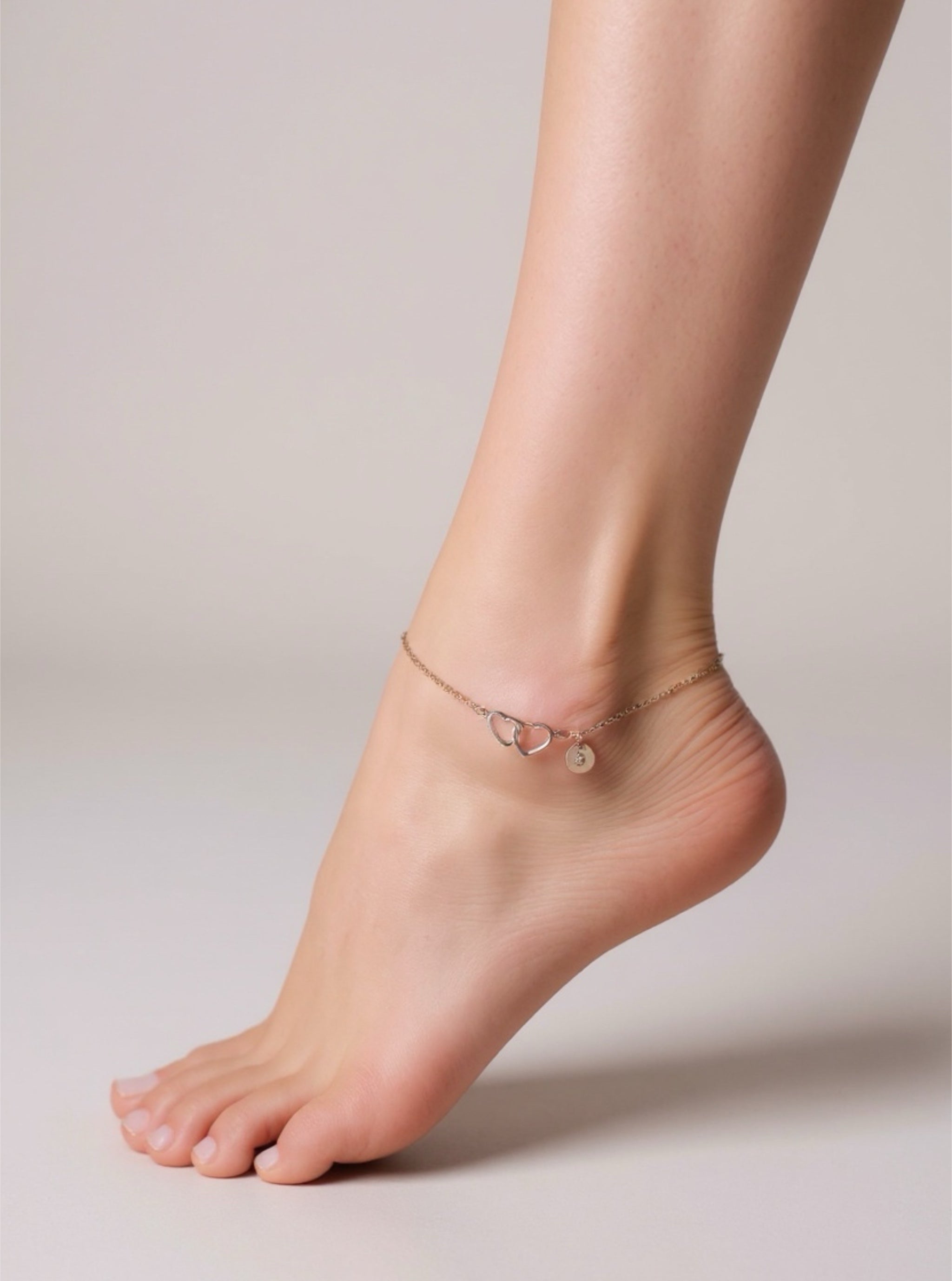 Double Heart Gold Toned Anklet