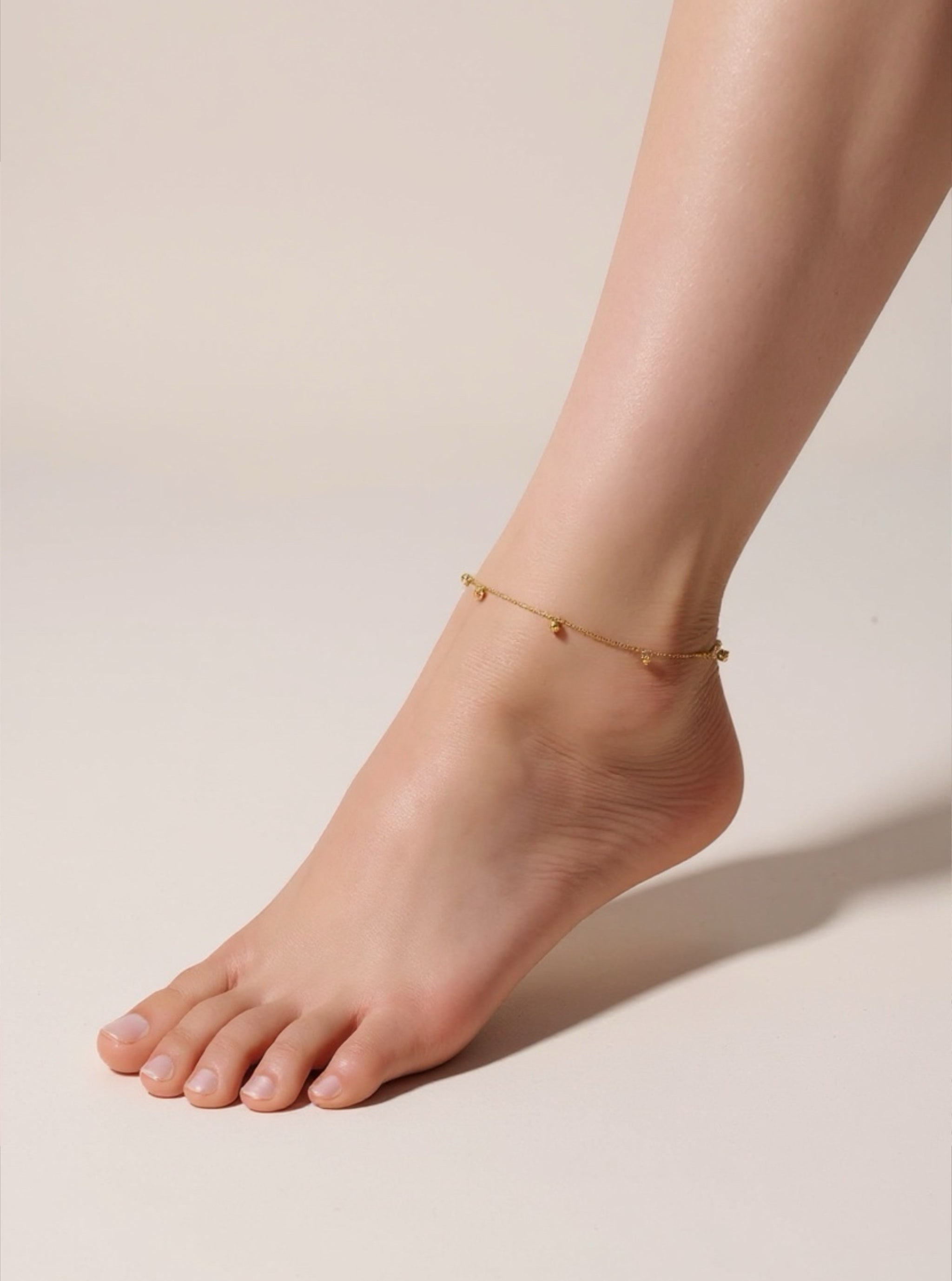 Gold Toned Stainless Steel Dangle Charm Anklet