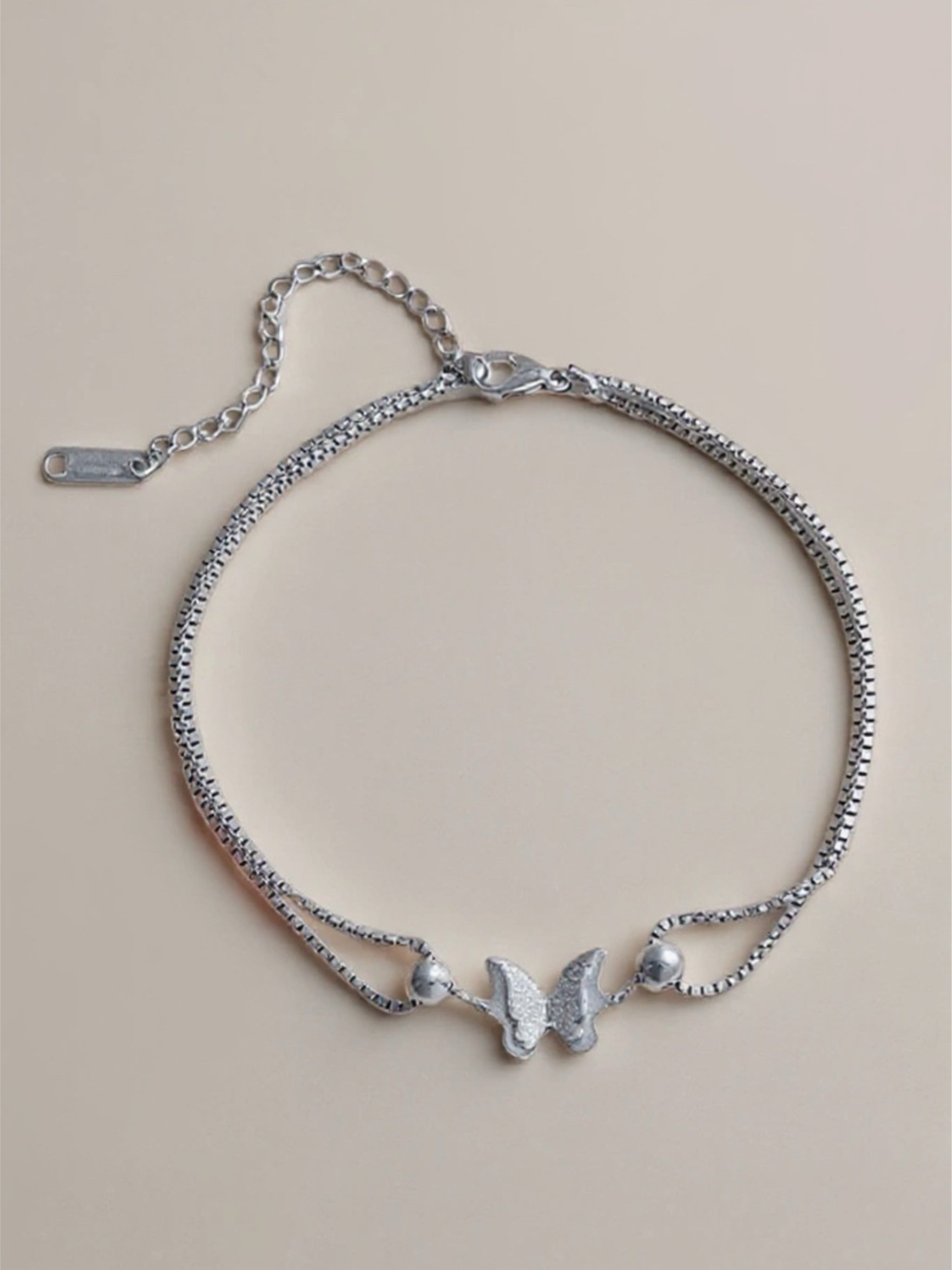 Stainless Steel Butterfly Charm Anklet